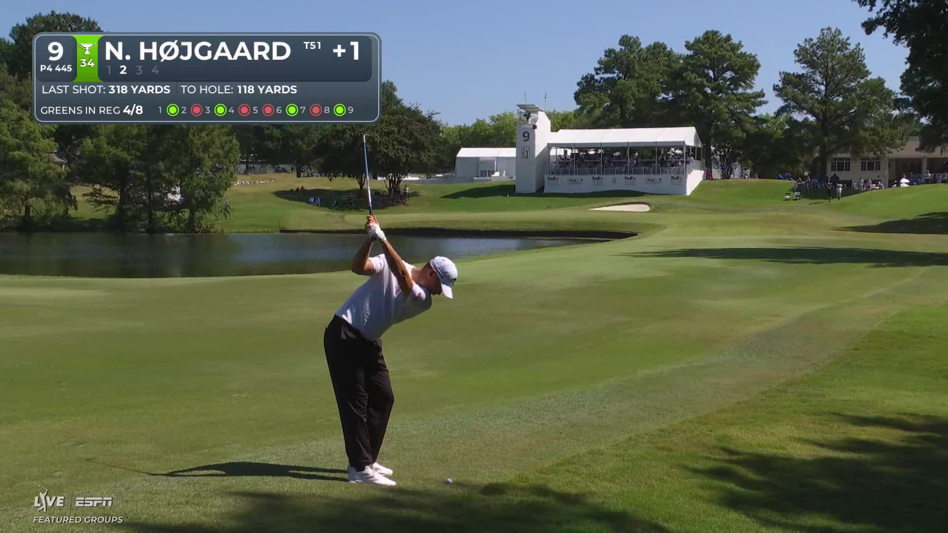 Nicolai Højgaard drains 23-foot birdie putt on No. 9 at FedEx St. Jude