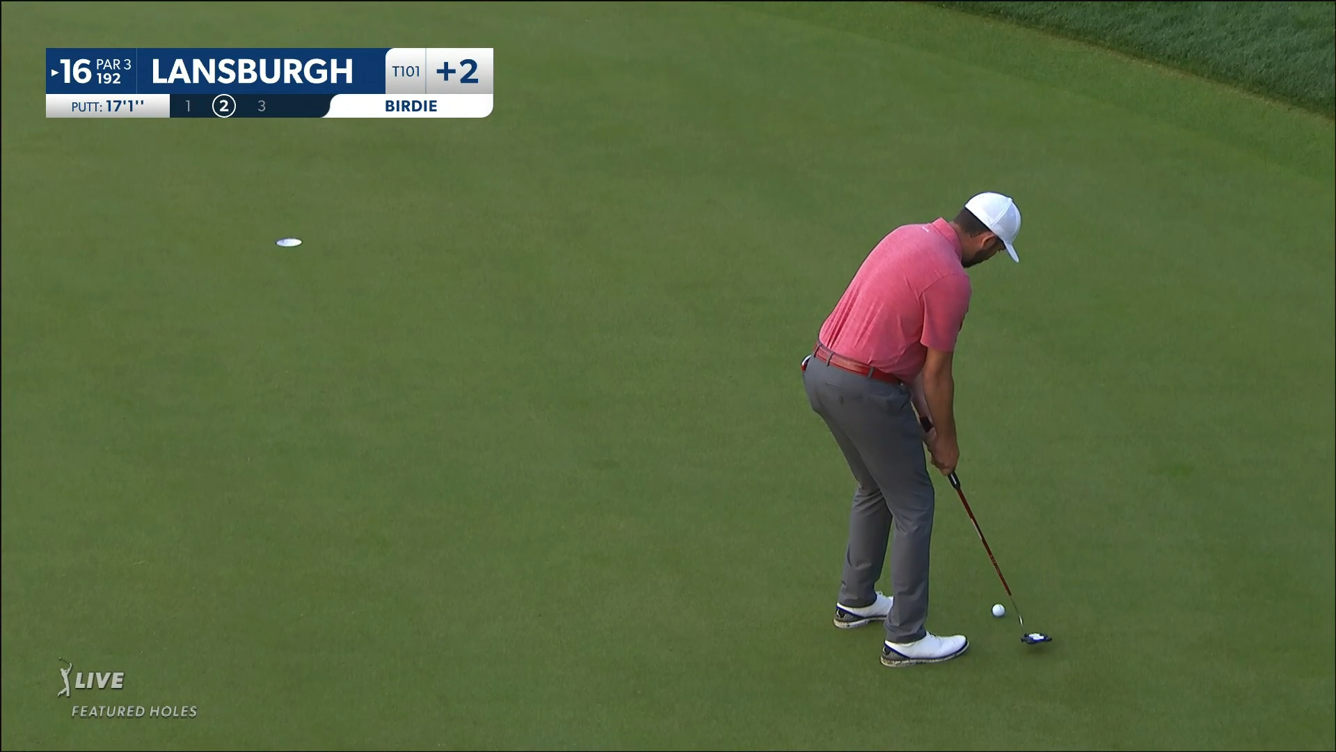 Peter Lansburgh rolls in a 17-footer for birdie at Valero
