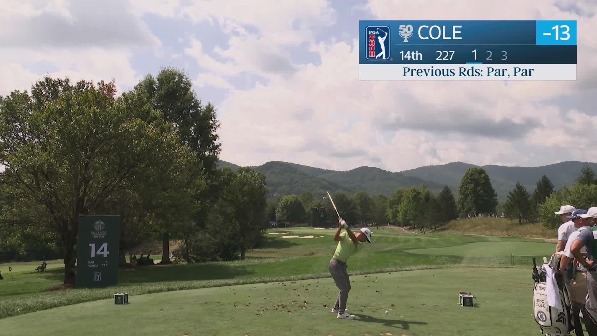 Eric Cole sinks 27-foot birdie putt on No. 14 at Biltmore Championship