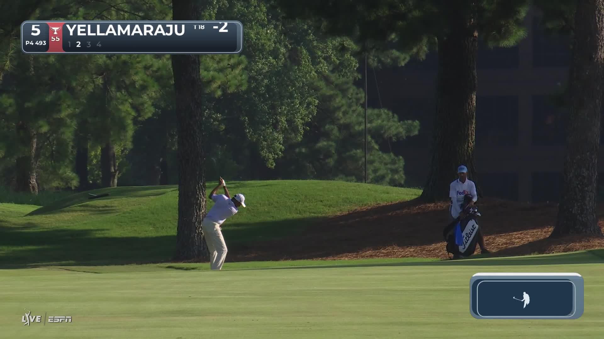 Sudarshan Yellamaraju's 207-yard approach sets up birdie on No. 5 at FedEx St. Jude