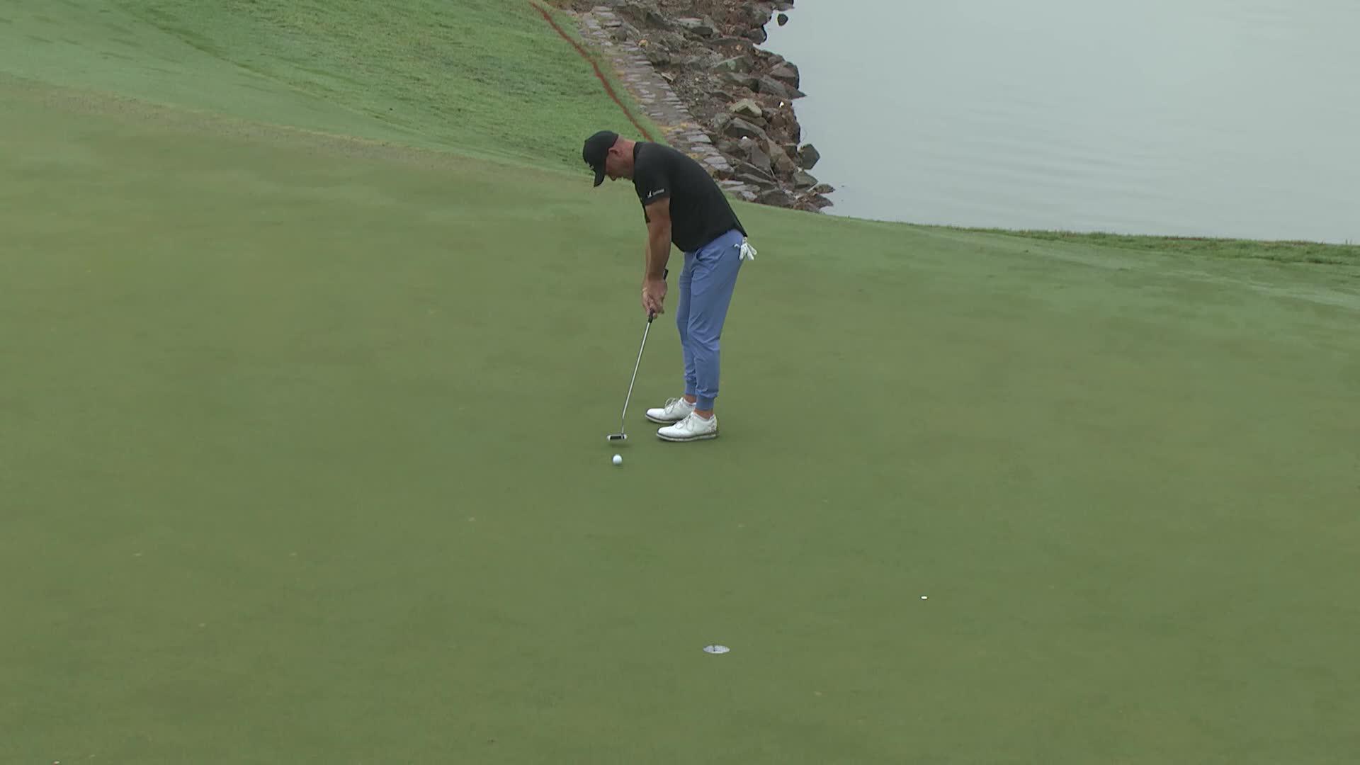 Alex Cejka makes birdie on No. 18 at Simmons Bank Championship