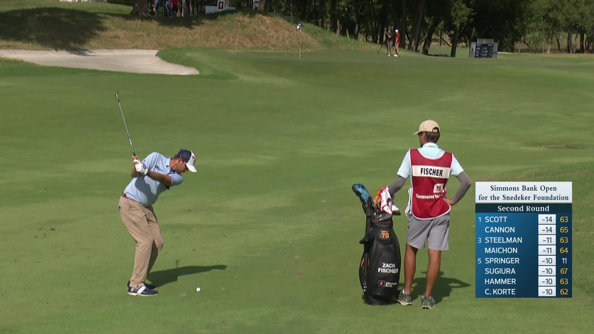 Zack Fischer makes birdie on No. 11 at Simmons Bank Open