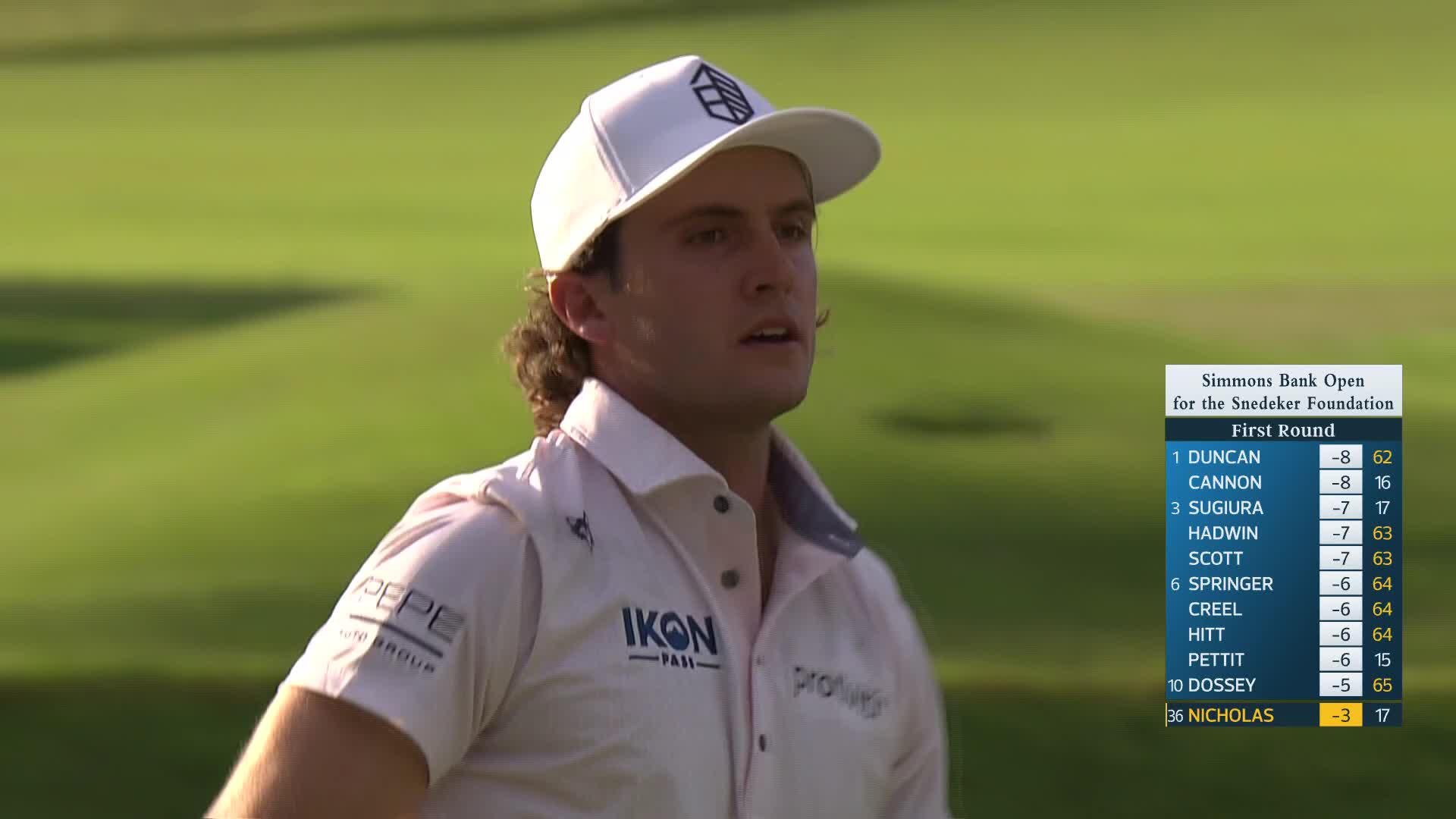 James Nicholas makes birdie on No. 18 at Simmons Bank Open