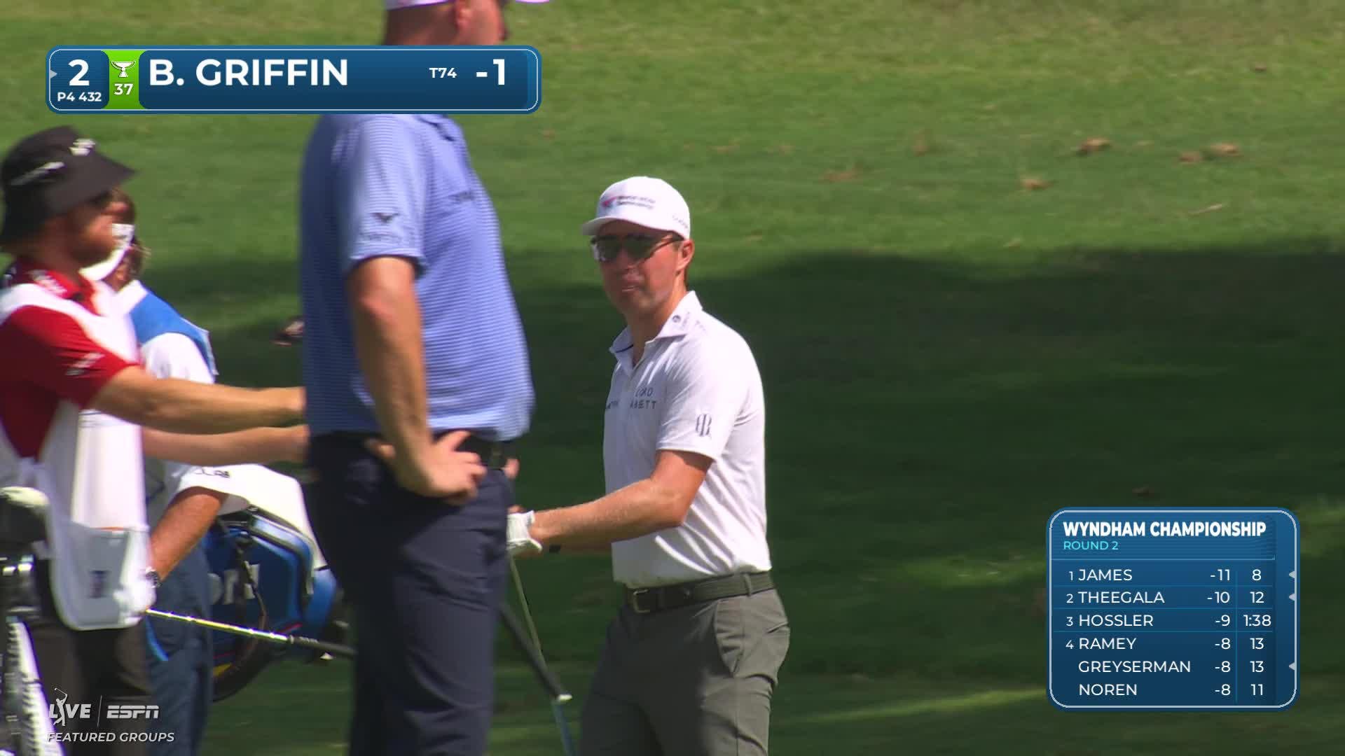 Ben Griffin's 150-yard approach sets up birdie on No. 2 at Wyndham