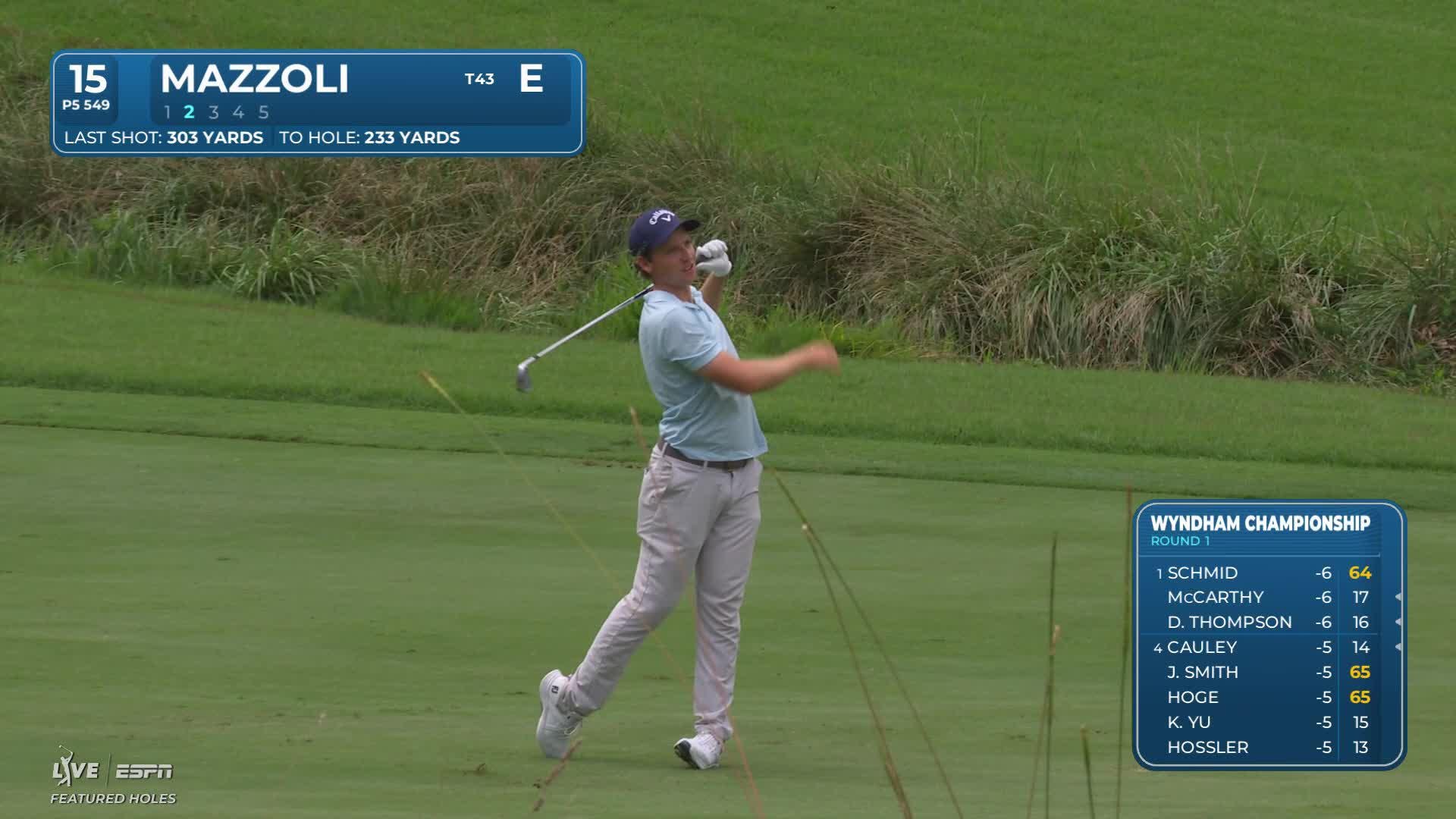 Stefano Mazzoli drains 19-foot putt for birdie on No. 15 at Wyndham
