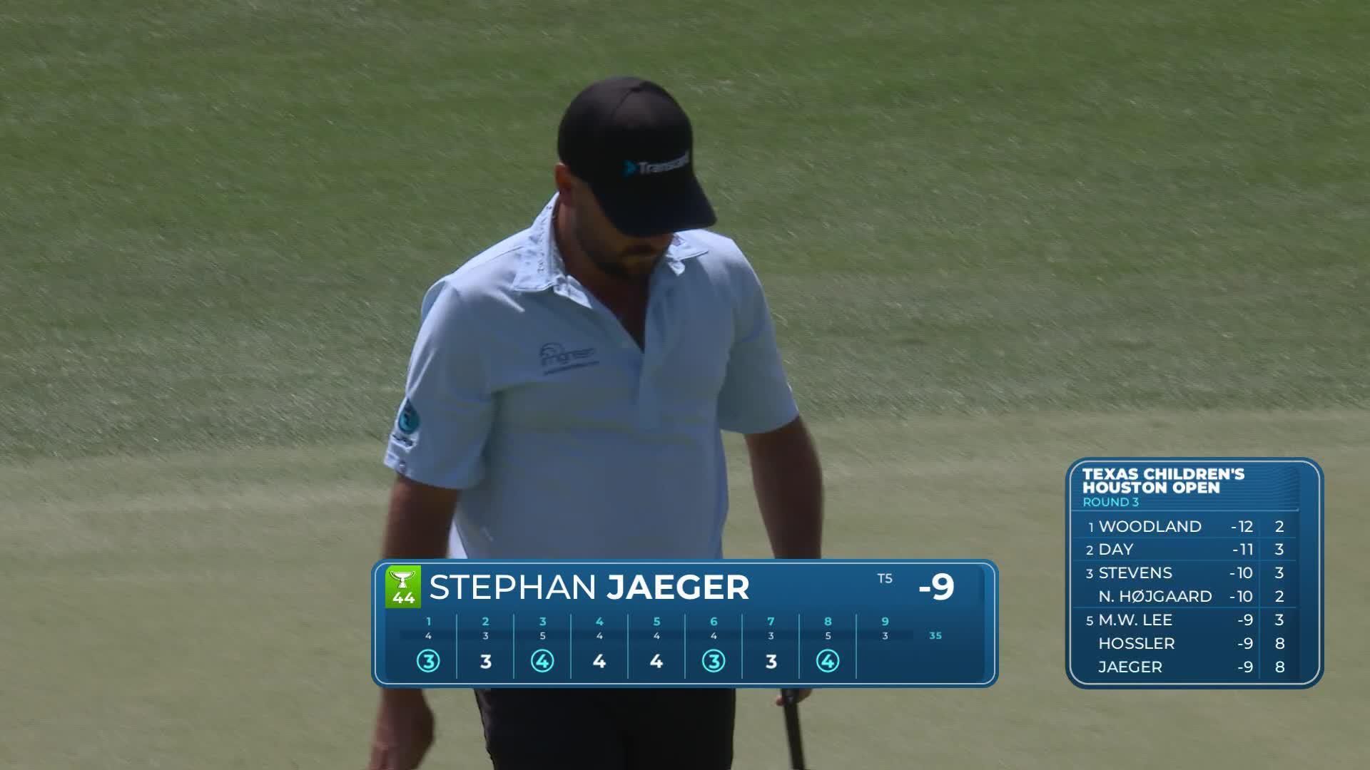 Stephan Jaeger drains 14-foot birdie putt on No. 8 at Texas Children's