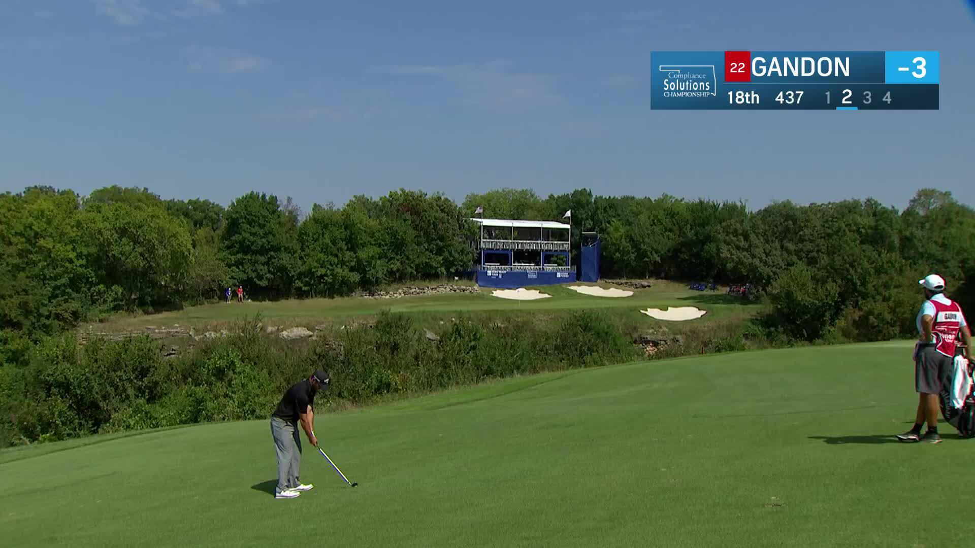 Jeremy Gandon makes birdie on No. 18 at Compliance Solutions