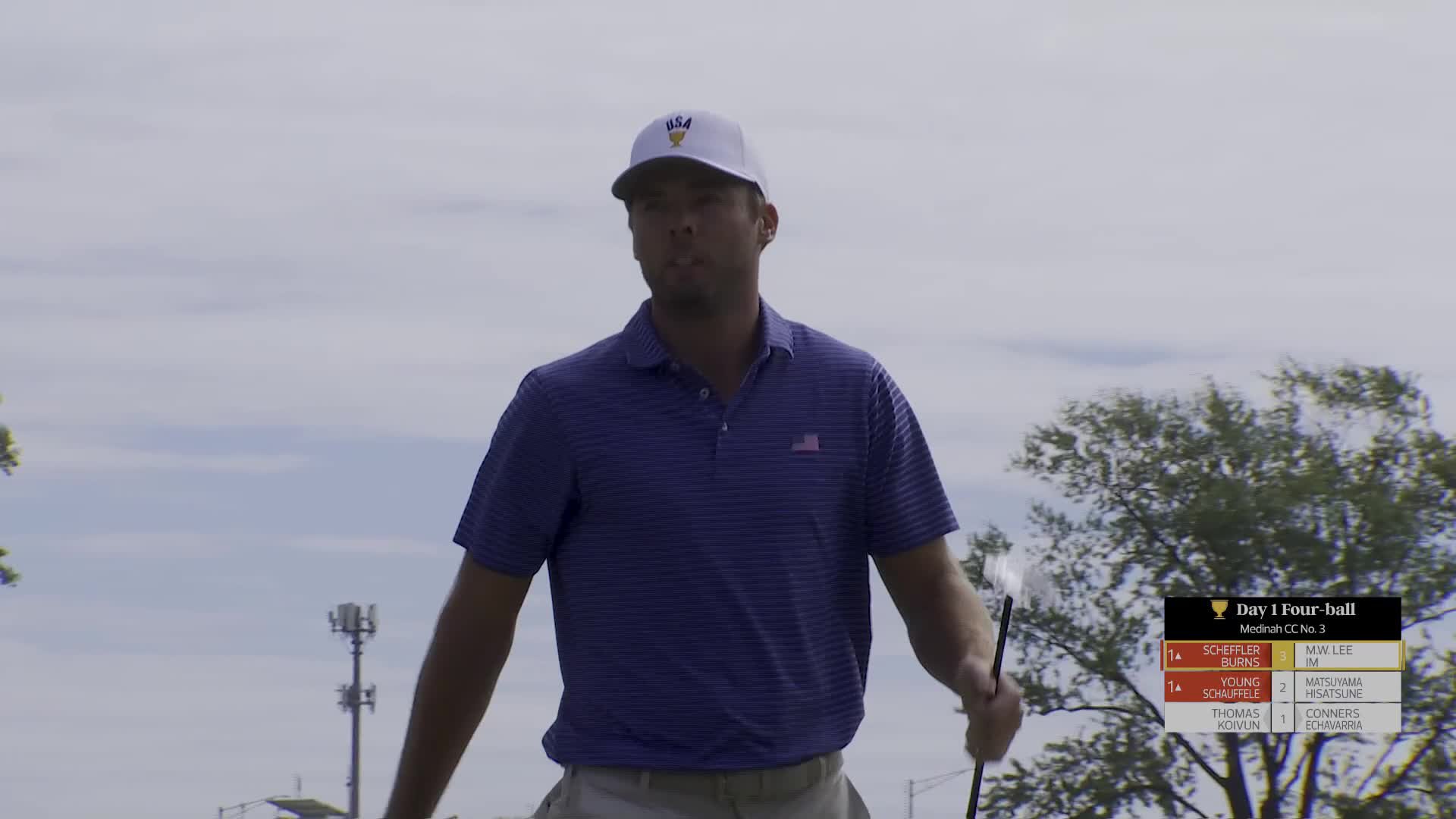 Sam Burns makes birdie on No. 4 at the 2026 Presidents Cup