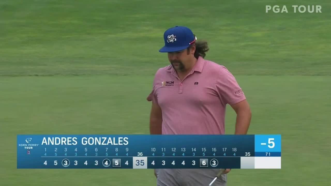 Andres Gonzales makes a birdie on No. 16 in Round 2 at Utah