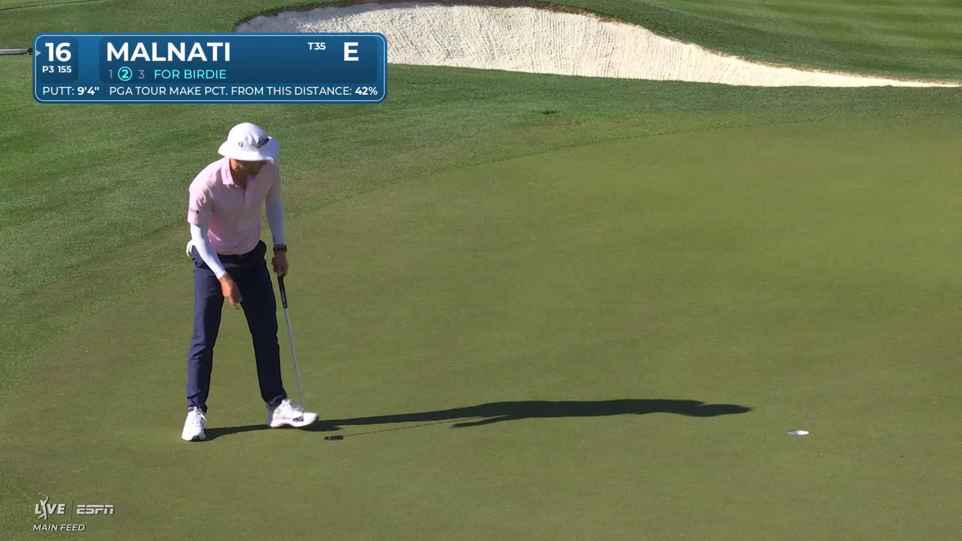 Peter Malnati hits 157-yard tee shot to 9 feet, sets up birdie on No. 16 at WM Phoenix Open