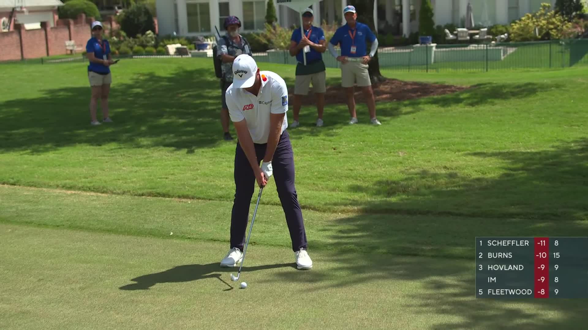 Sam Burns drains 9-foot birdie putt on No. 16 at FedEx St. Jude