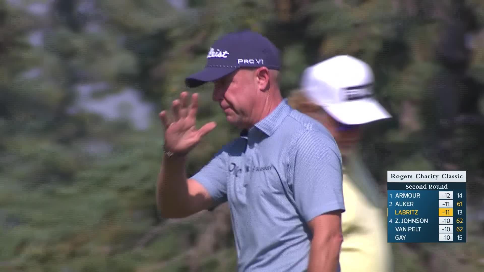 Rob Labritz makes birdie on No. 14 at Rogers Charity Classic