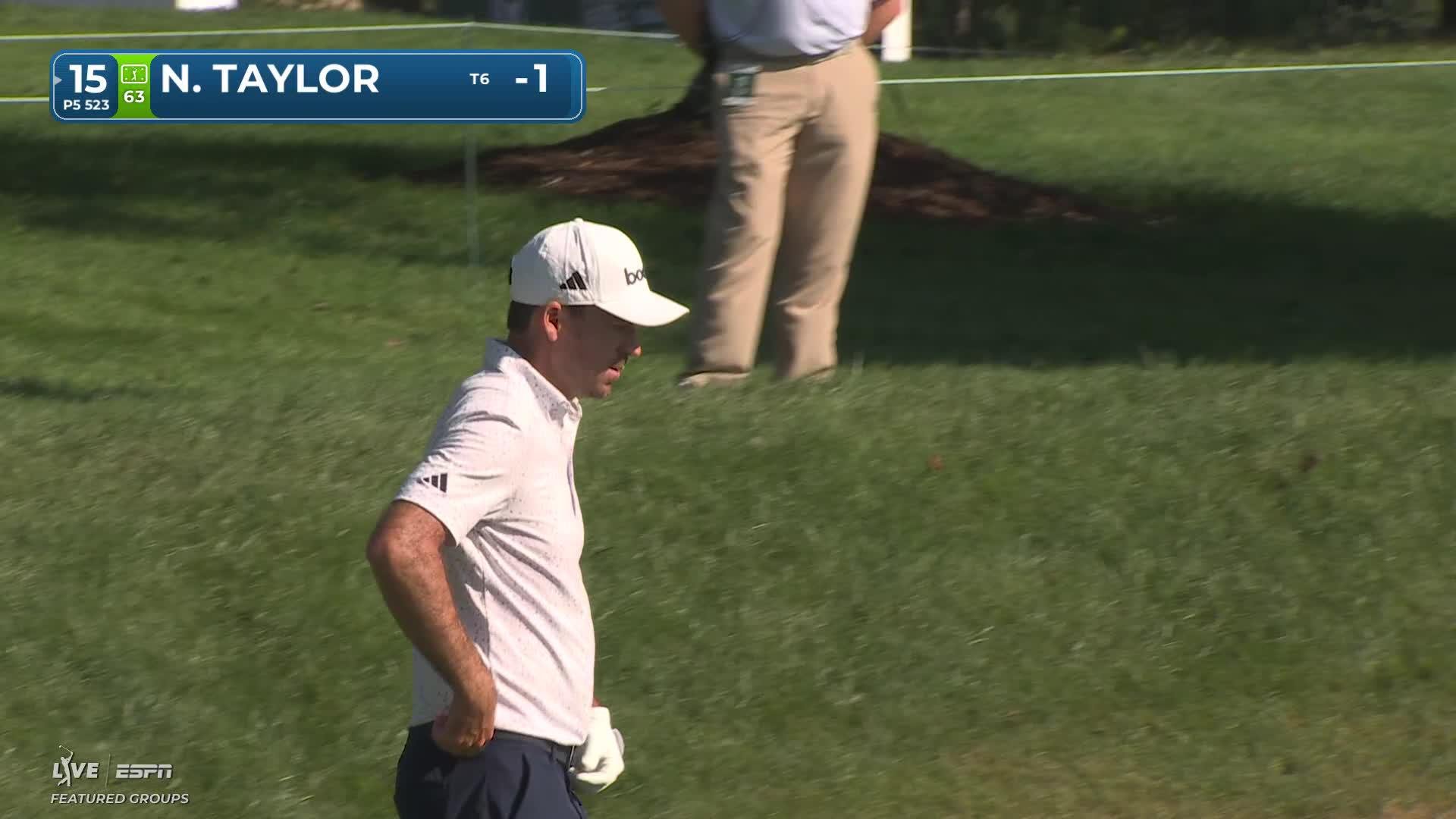 Nick Taylor sinks 6-foot birdie putt on No. 15 at Biltmore Championship