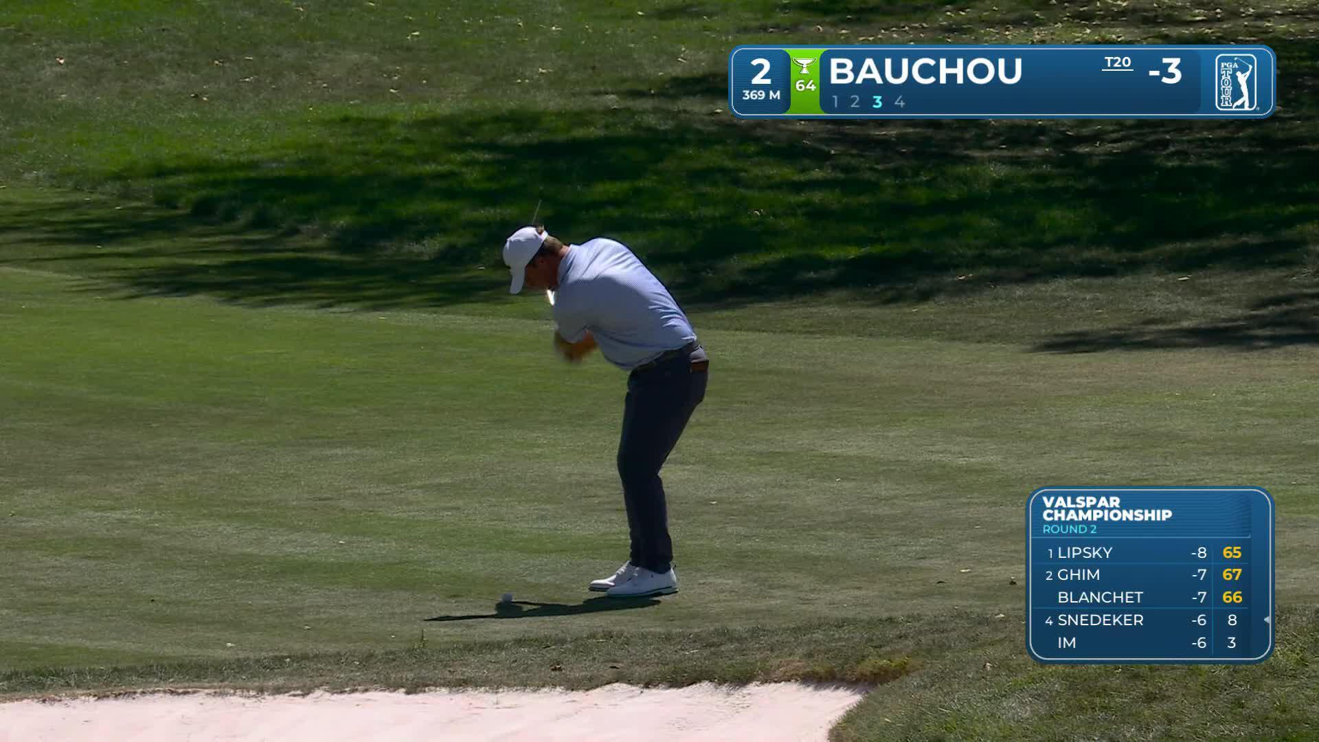 Zachary Bauchou holes out 82-foot birdie putt on No. 2 at Valspar