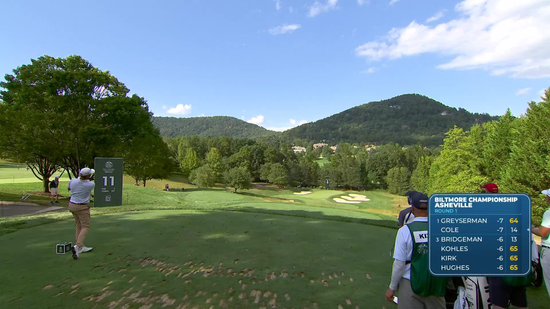 Patton Kizzire holes 22-foot shot from rough for birdie on No. 11 at Biltmore Championship
