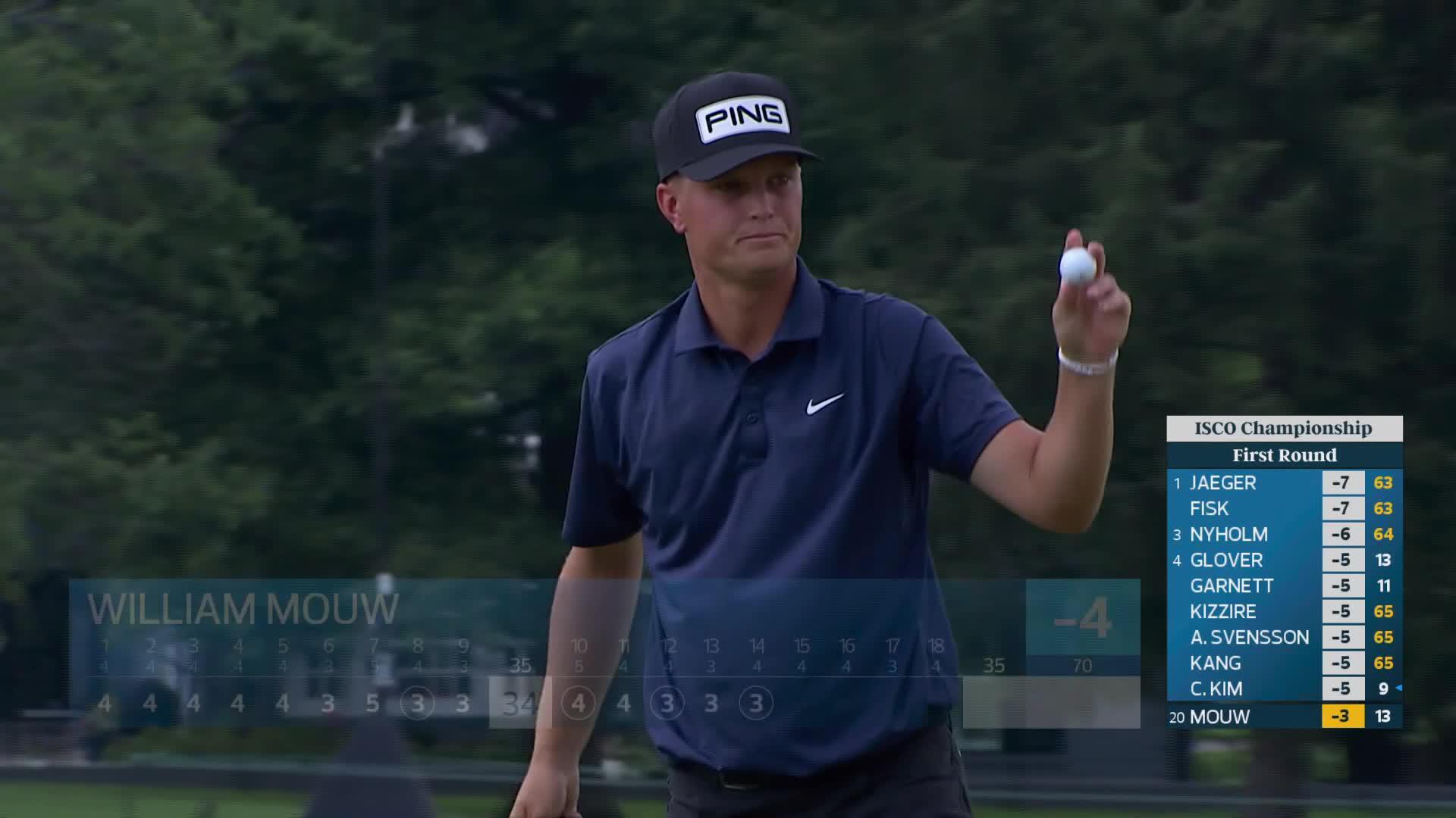 William Mouw sinks 5-foot putt for birdie on No. 14 at ISCO Championship