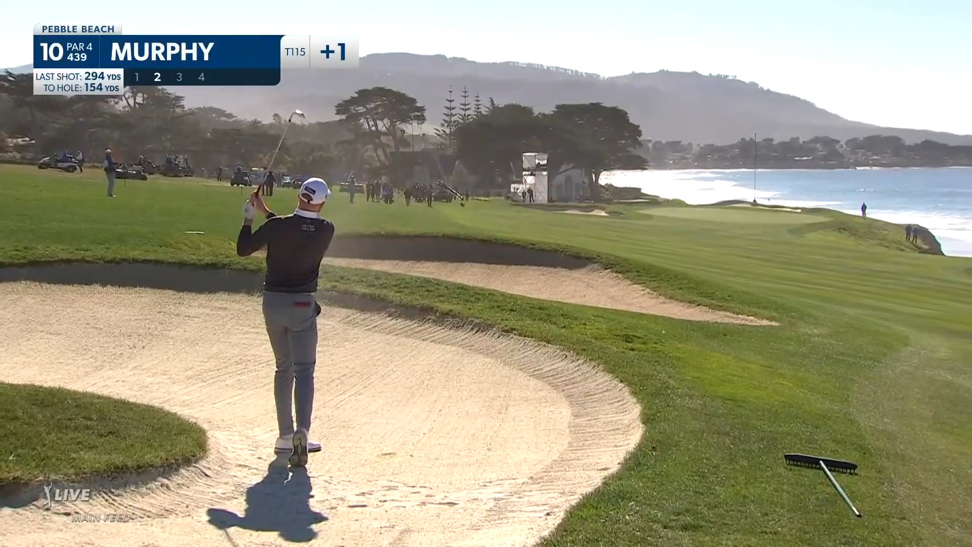 John Murphy escapes fairway bunker to make birdie at AT&T Pebble Beach
