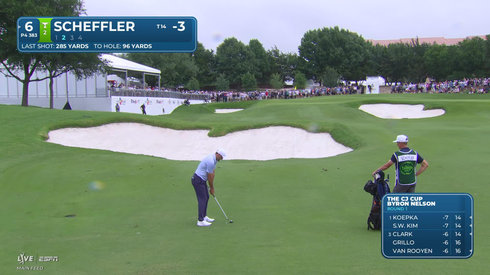 Scottie Scheffler rolls in birdie putt on No. 6 at THE CJ CUP