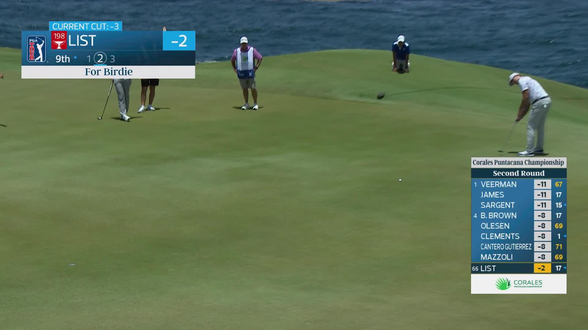 Luke List sinks 28-foot birdie putt on No. 9 at Corales Puntacana