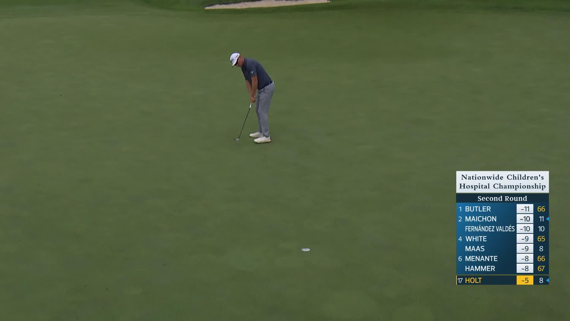 Ian Holt makes birdie on No. 18 at Nationwide Children's