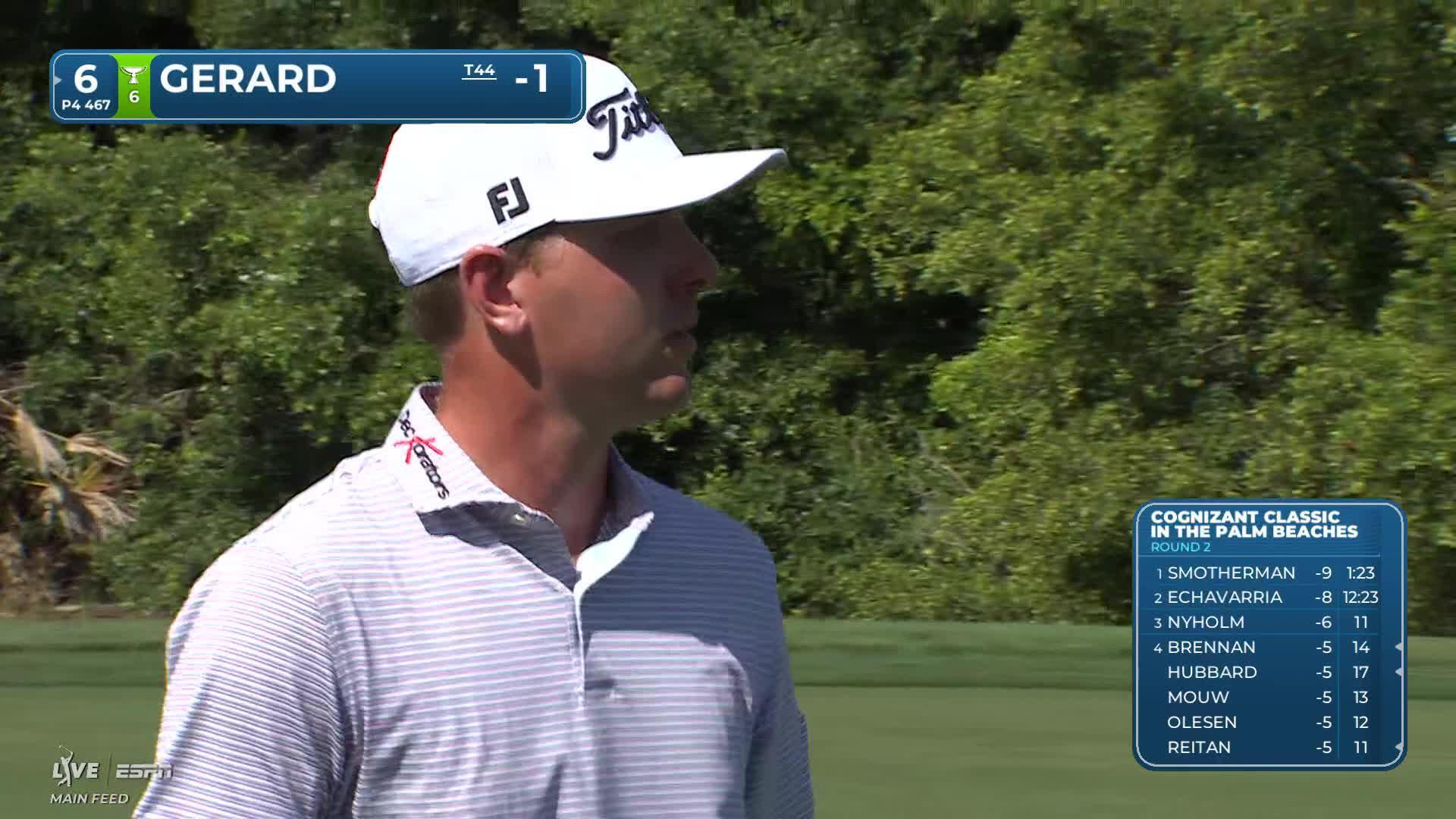 Ryan Gerard hits 150-yard approach to 16 feet, sets up birdie on No. 6 at Cognizant Classic