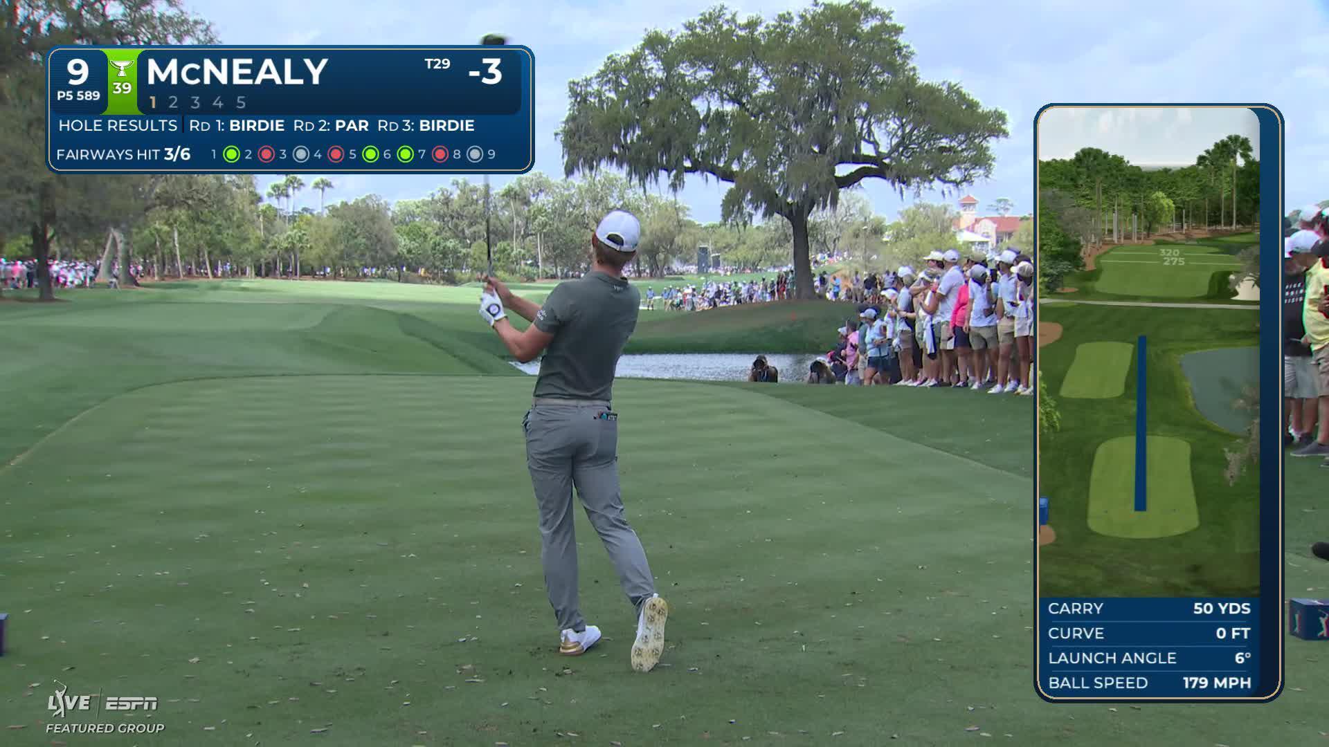 Maverick McNealy sinks 25-foot eagle putt on No. 9 at THE PLAYERS