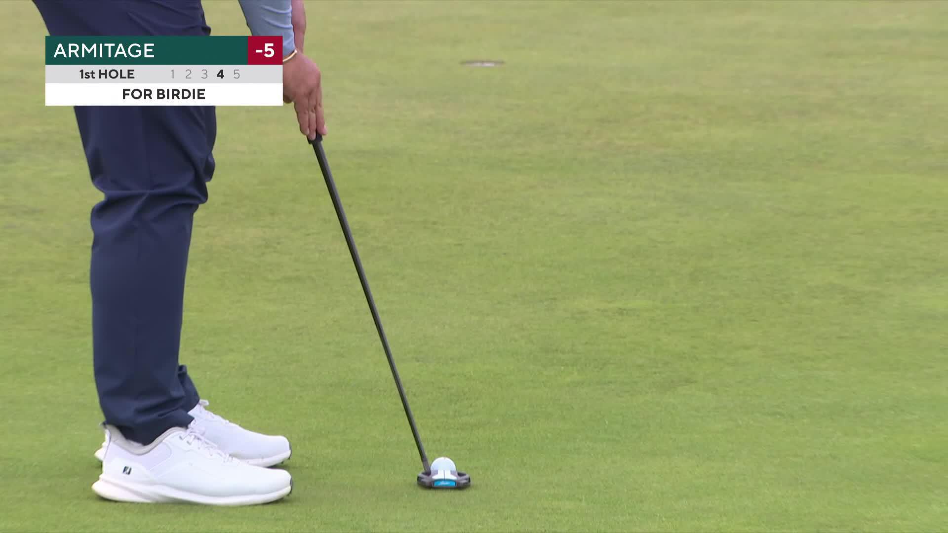 Marcus Armitage sinks 24-foot birdie putt on No. 1 at Genesis Scottish Open