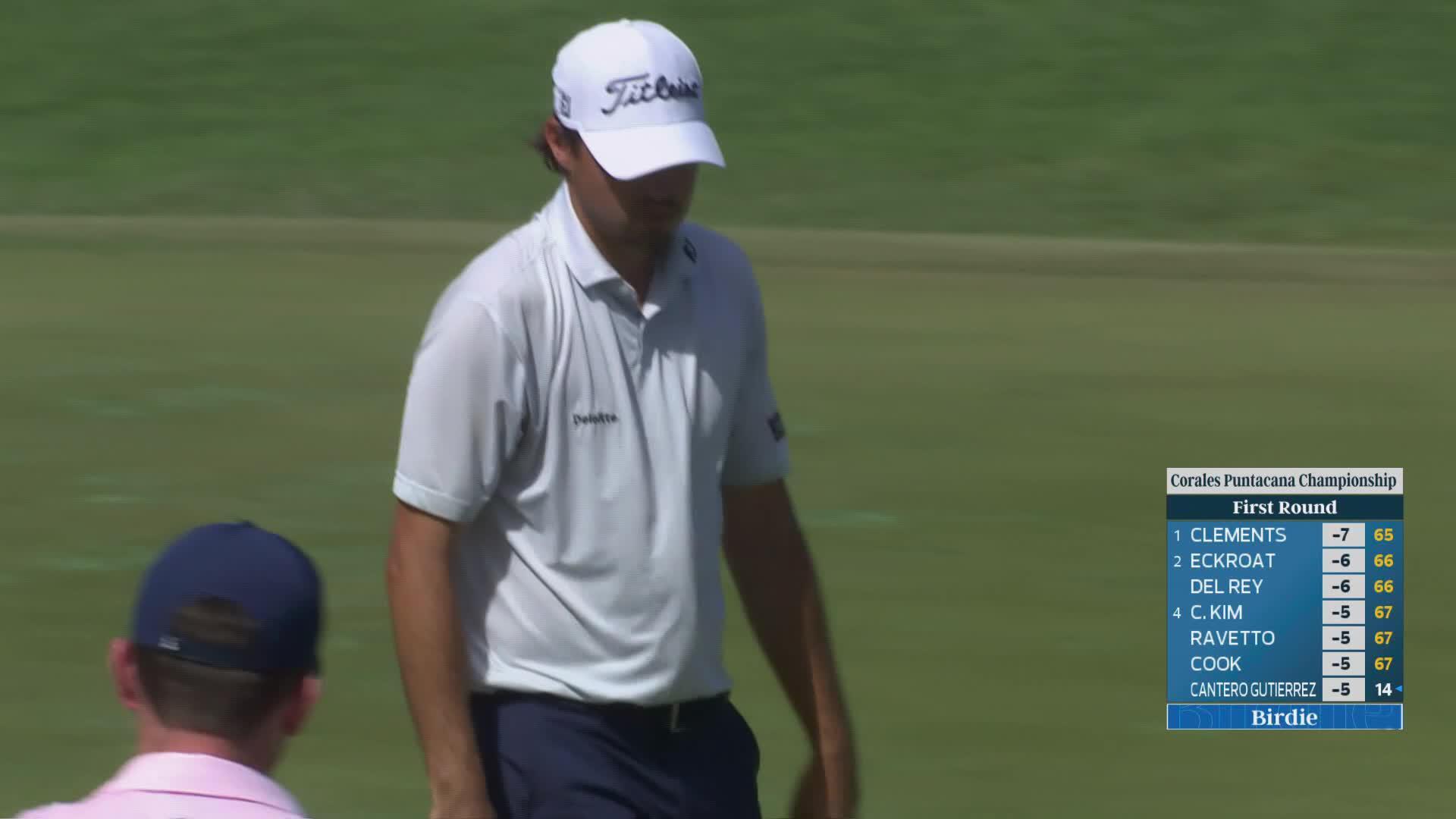 Jacob Skov Olesen sinks 23-foot birdie putt on No. 2 at Corales Puntacana