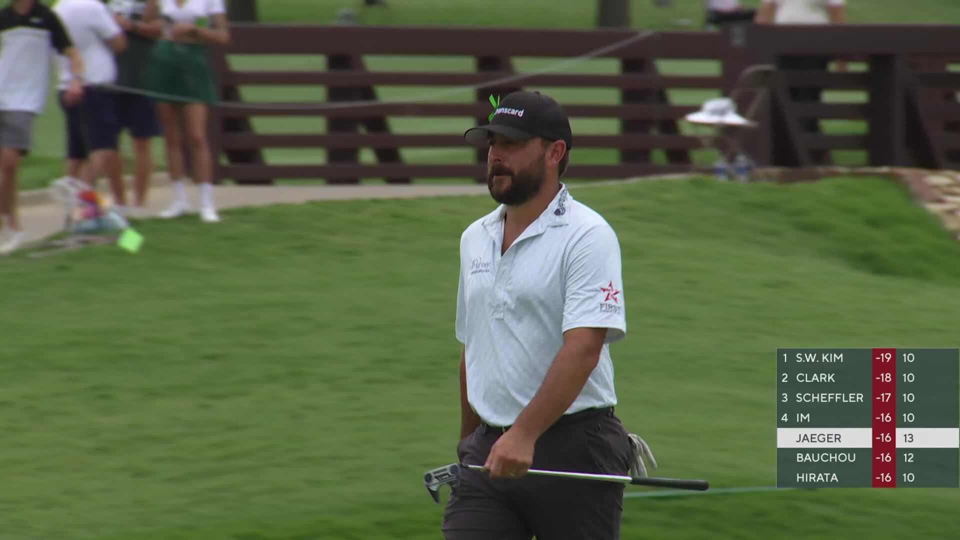 Stephan Jaeger taps in from 2 feet for birdie on No. 14 at THE CJ CUP