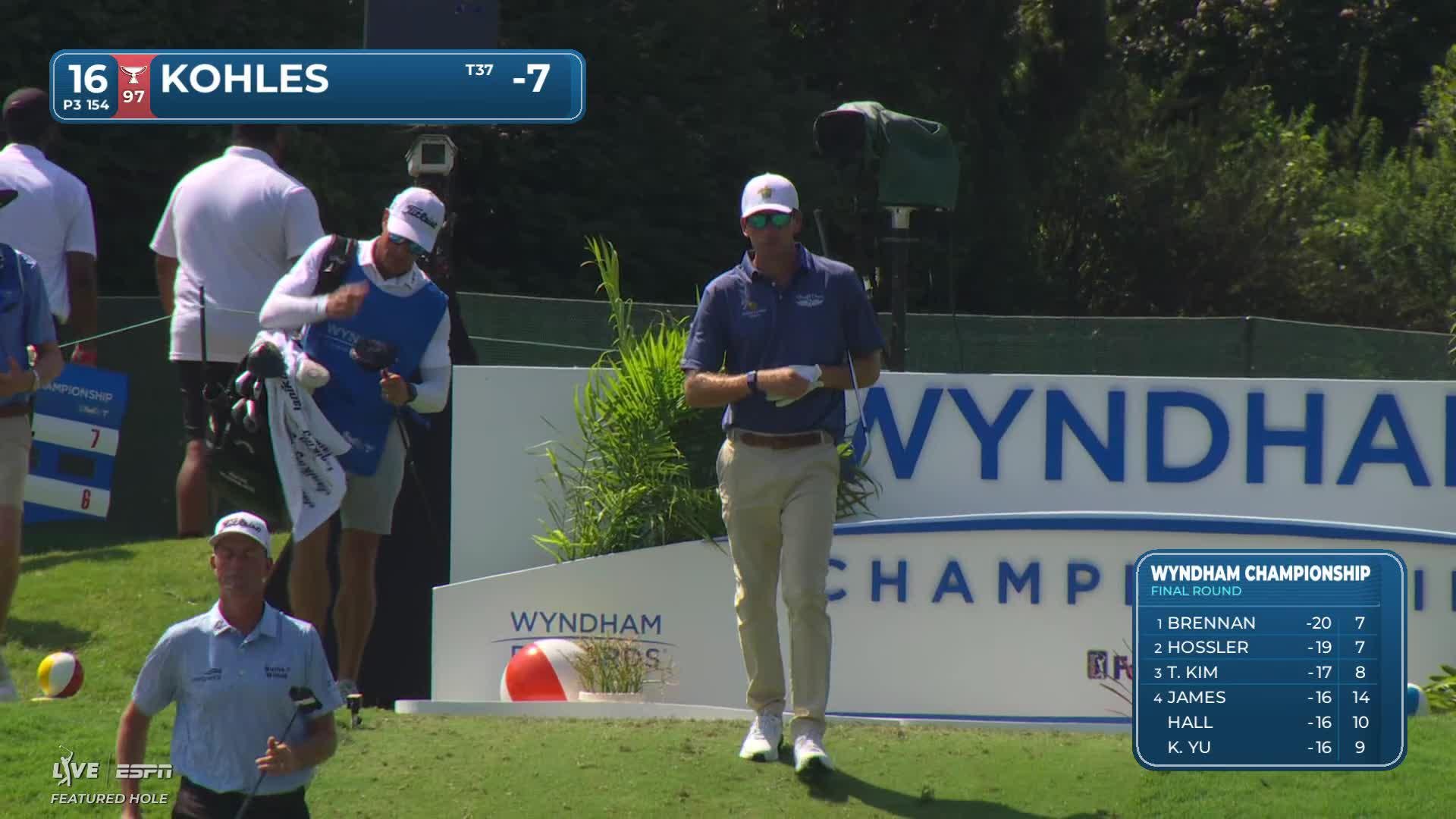 Ben Kohles hits tee shot to 6 feet, sets up birdie on No. 16 at Wyndham