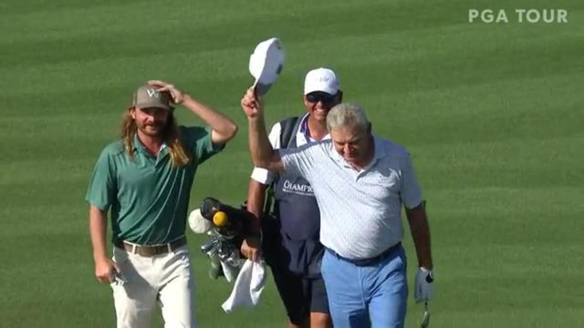 Nick Price's wild chip-in eagle on No. 18 at PNC Championship