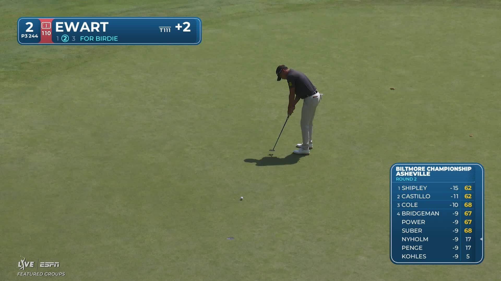 A.J. Ewart sinks 14-foot putt for birdie on No. 2 at Biltmore Championship