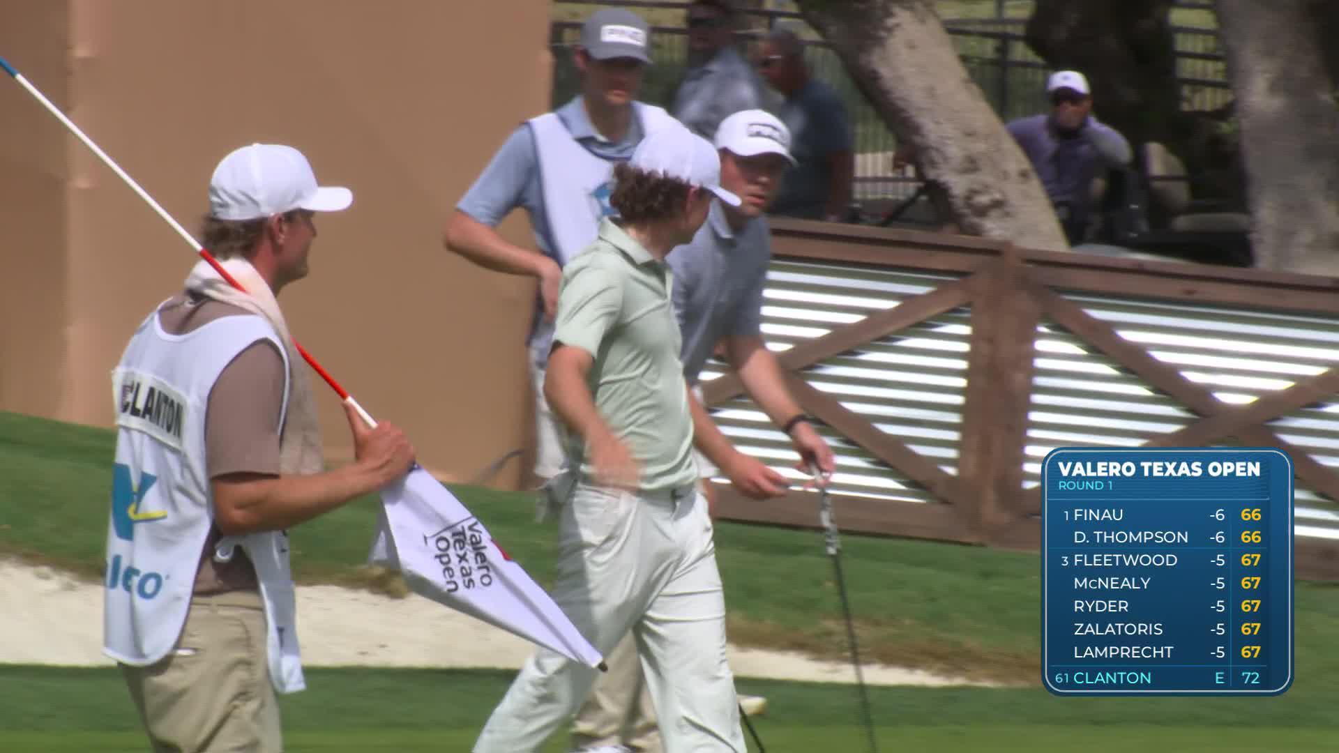 Luke Clanton drains 36-foot birdie putt on No. 18 at Valero