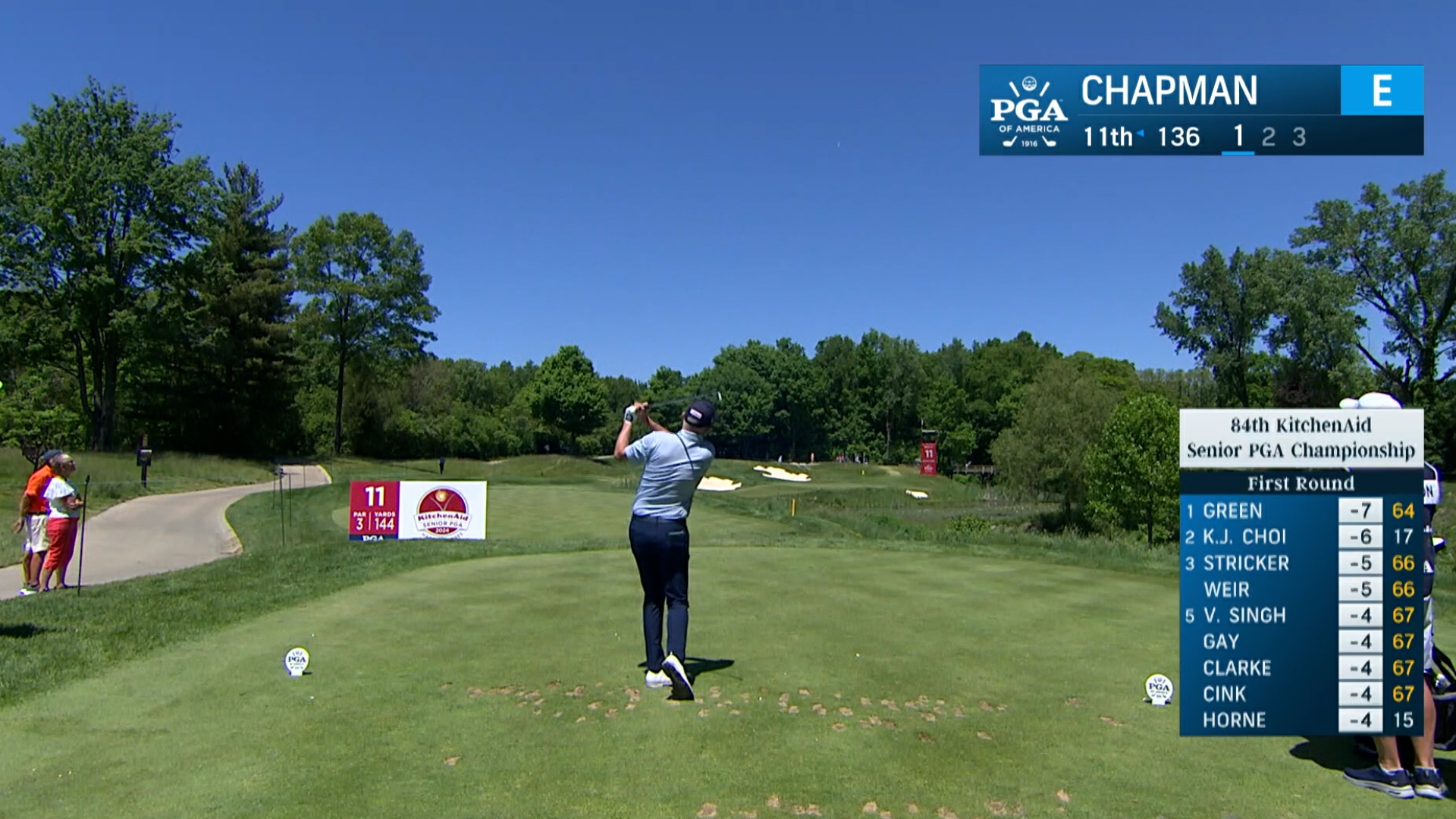 Roger Chapman throws a dart to set up birdie at KitchenAid Senior PGA