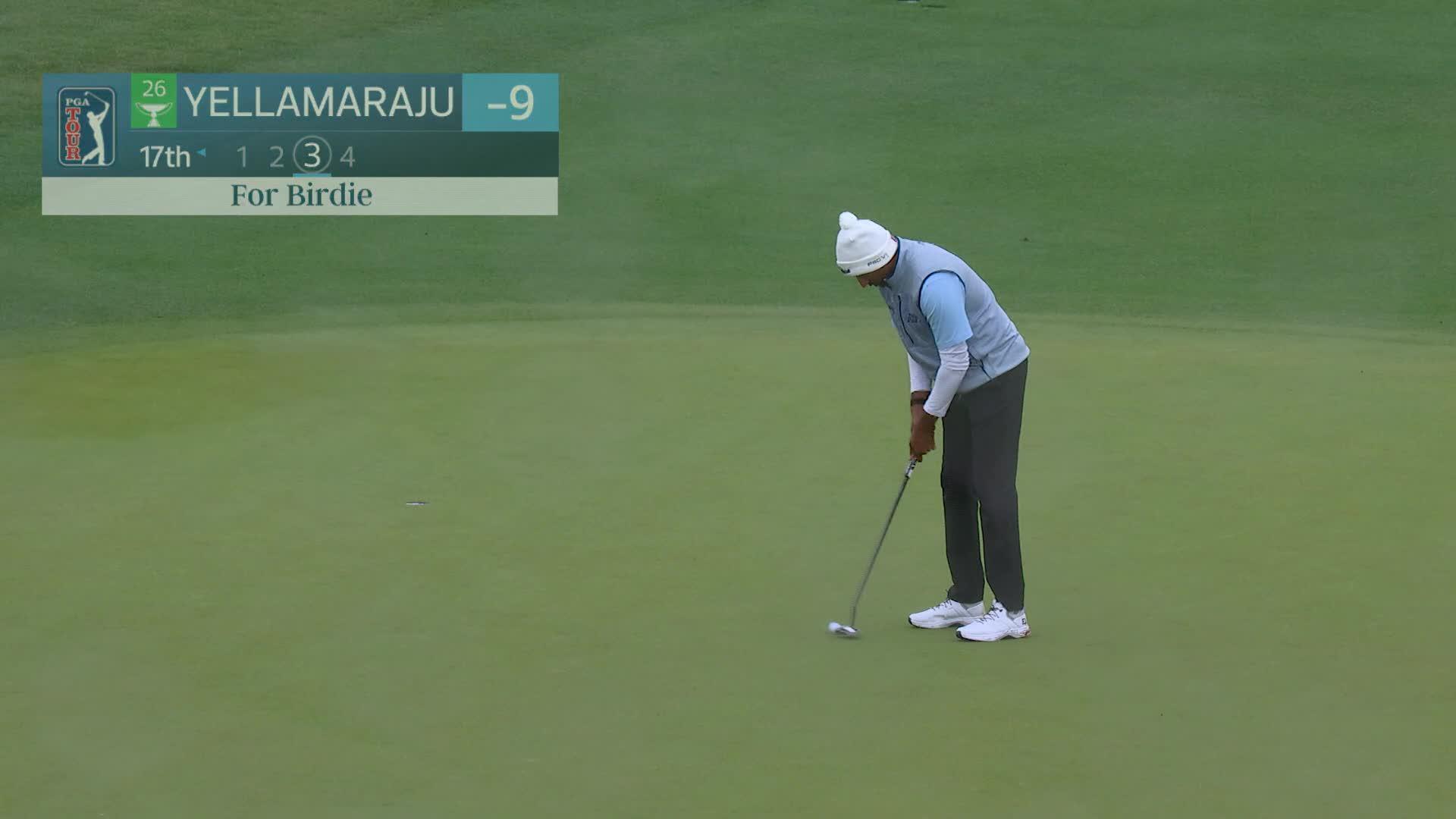 Sudarshan Yellamaraju drains 15-foot birdie putt on No. 17 at Valero