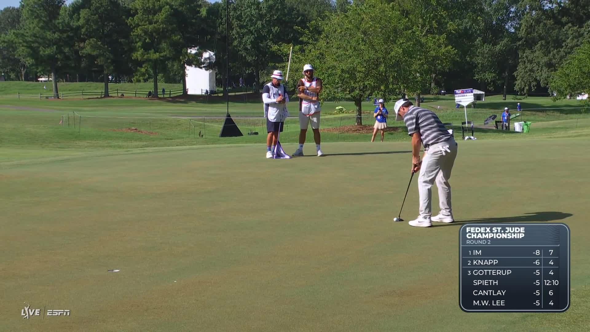 Alex Fitzpatrick sinks 13-foot putt for birdie on No. 2 at FedEx St. Jude
