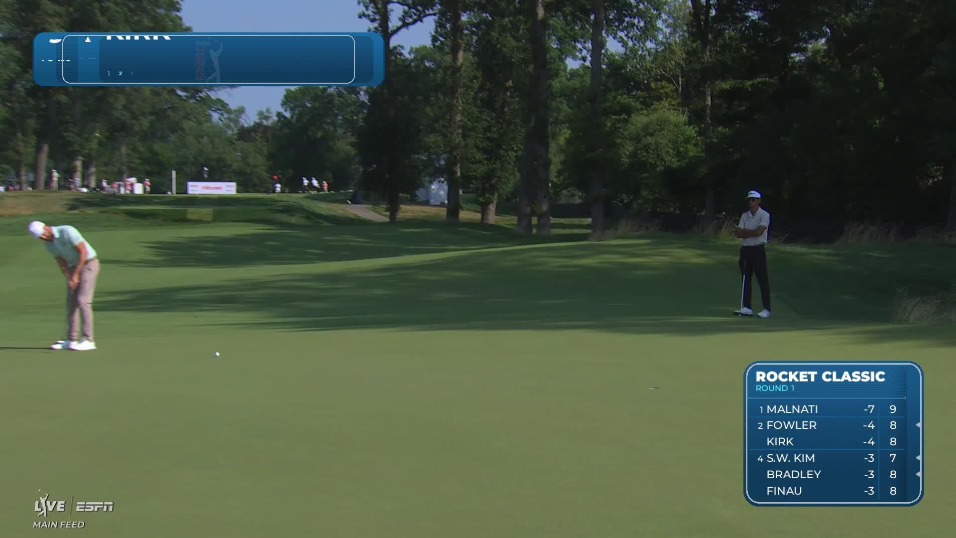 Chris Kirk sinks 34-foot birdie putt on No. 9 at Rocket Classic