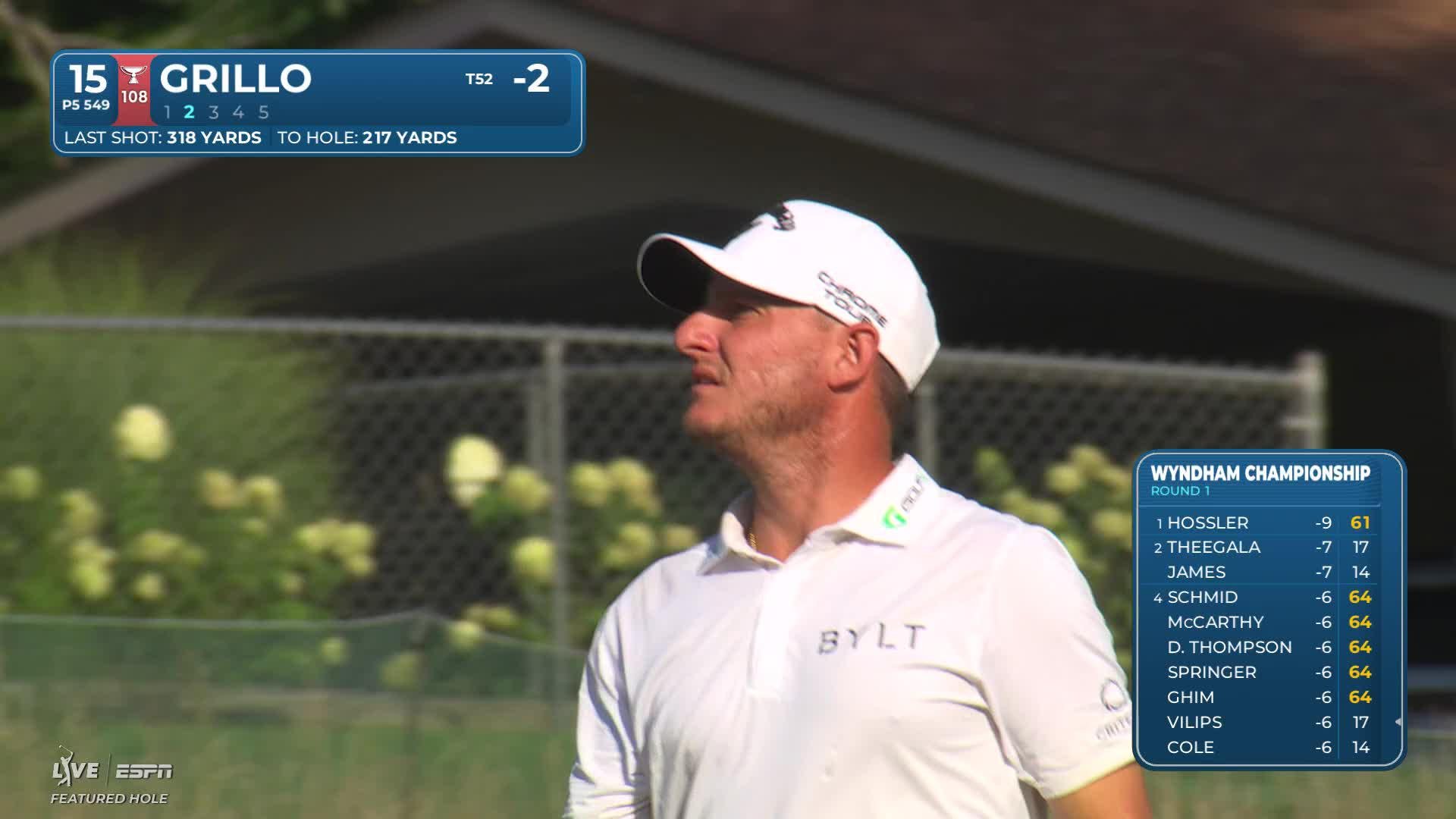 Emiliano Grillo reaches par-5 No. 15 in two, makes birdie at Wyndham