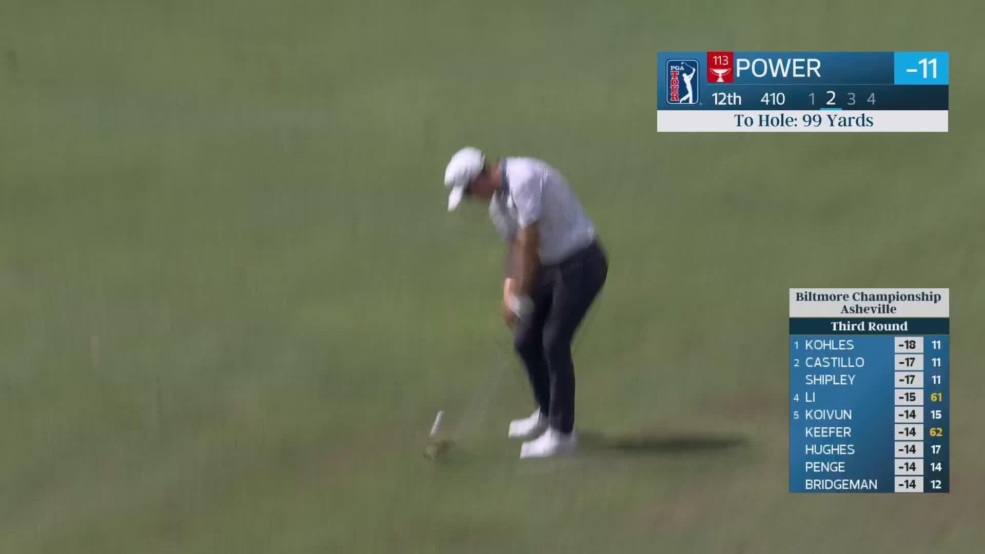 Seamus Power gets up-and-down from 98 yards for birdie on No. 12 at Biltmore Championship