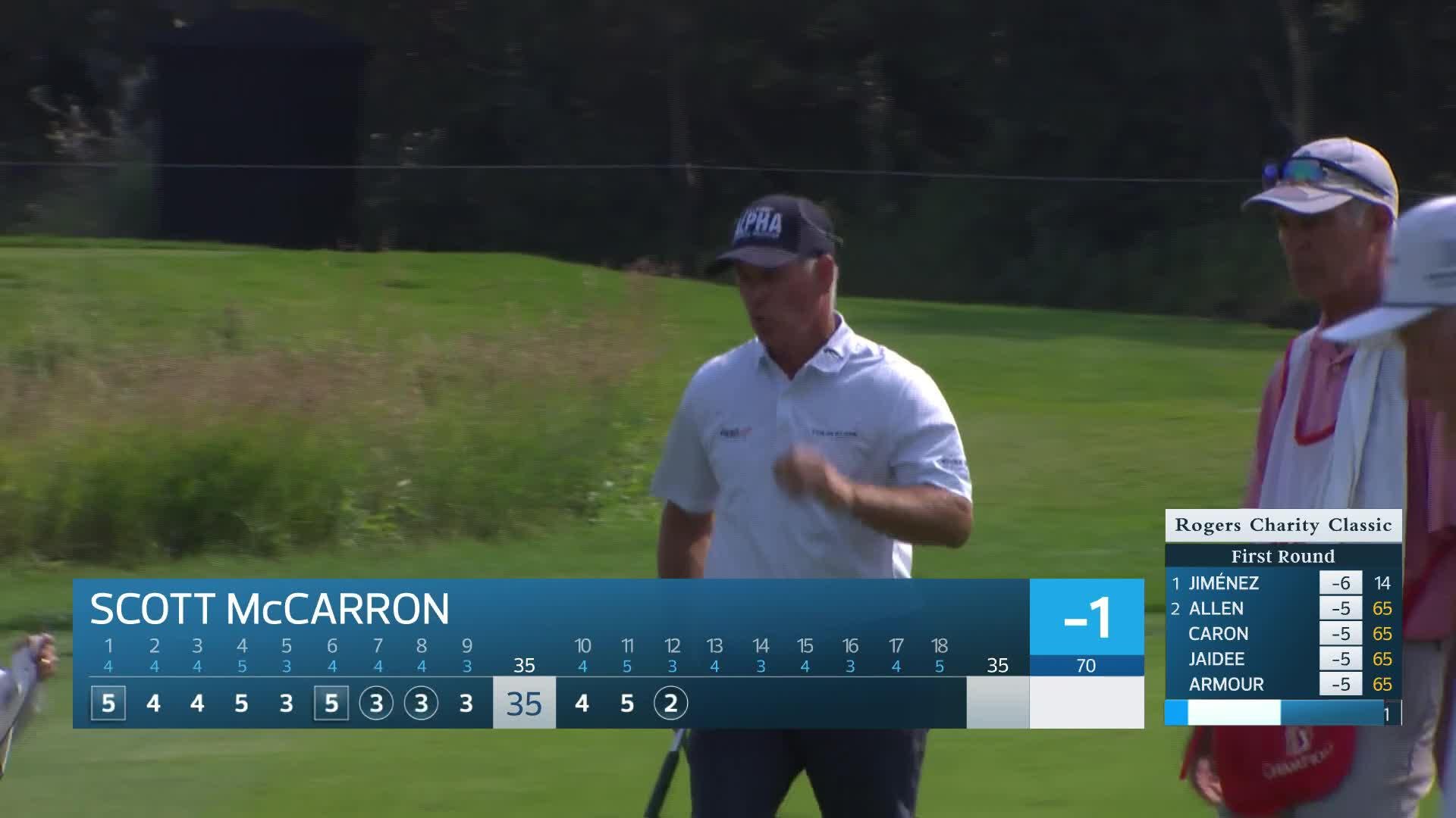 Scott McCarron holes out for birdie on No. 12 at Rogers Charity Classic