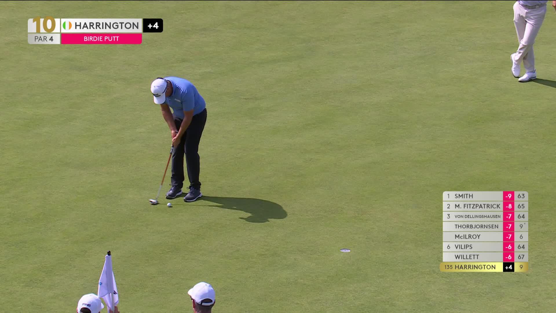 Padraig Harrington drains 8-foot birdie putt on No. 10 at Genesis Scottish Open