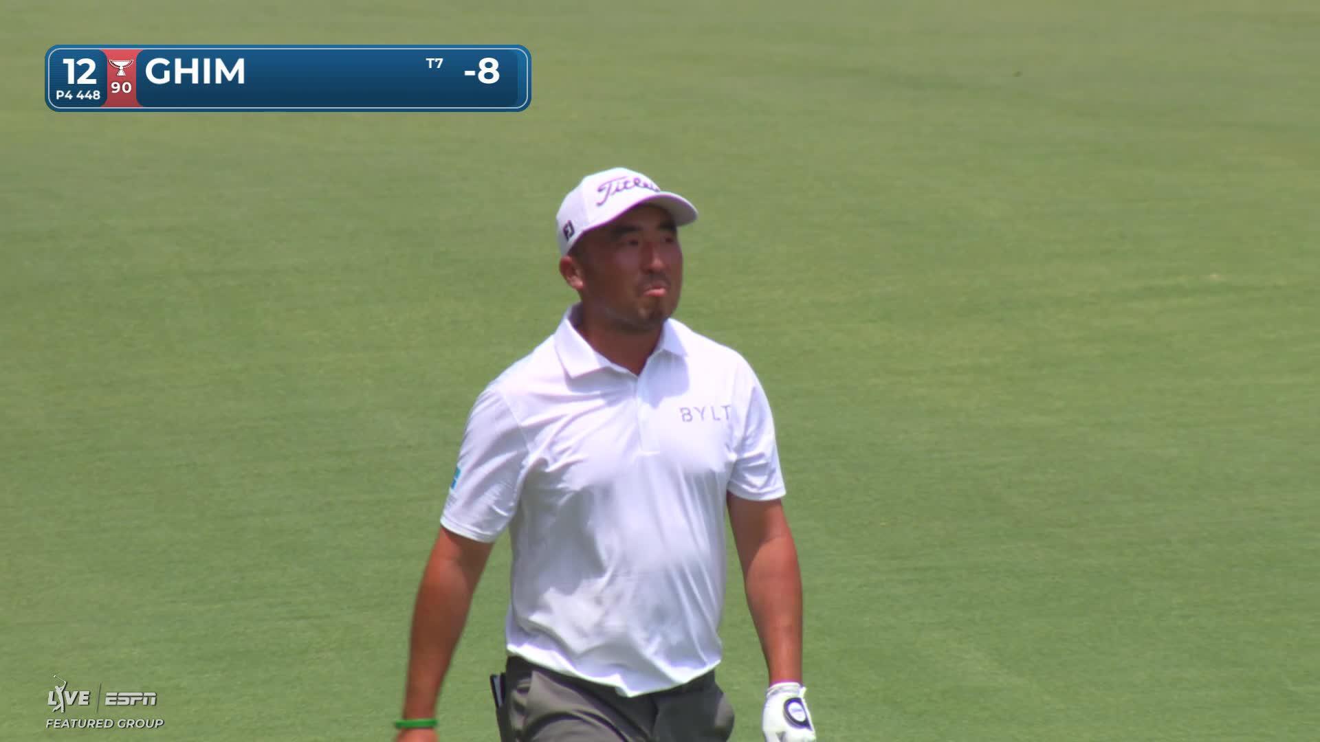 Doug Ghim holes 50-foot greenside shot for birdie on No. 12 at Charles Schwab
