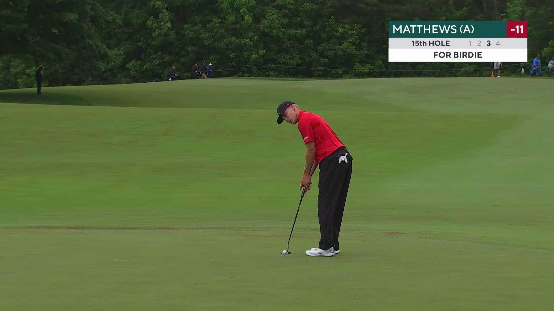 Justin Matthews sinks 9-foot putt for birdie on No. 15 at RBC Canadian