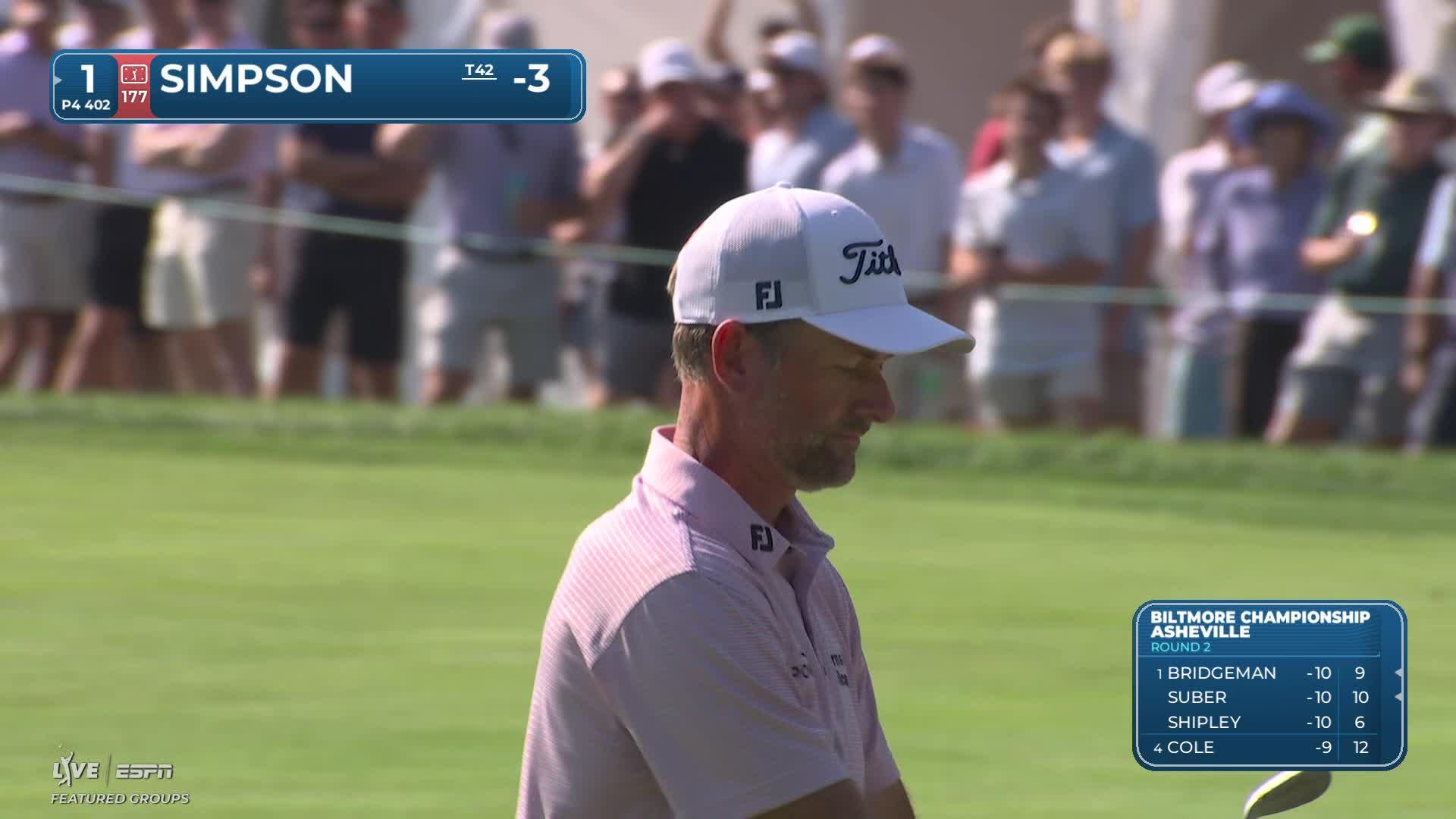 Webb Simpson gets up-and-down from 111 yards for birdie on No. 1 at Biltmore Championship
