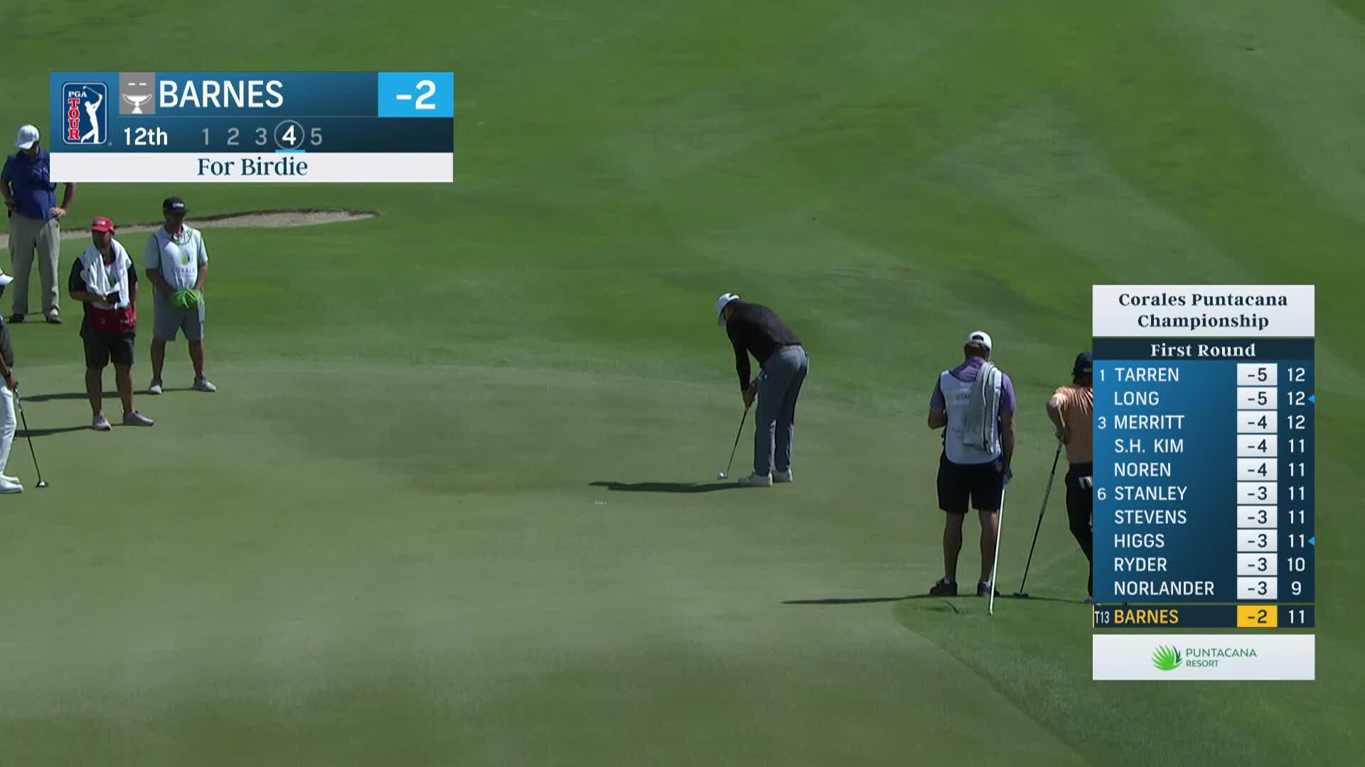 Ricky Barnes makes birdie on No. 12 at Corales Puntacana