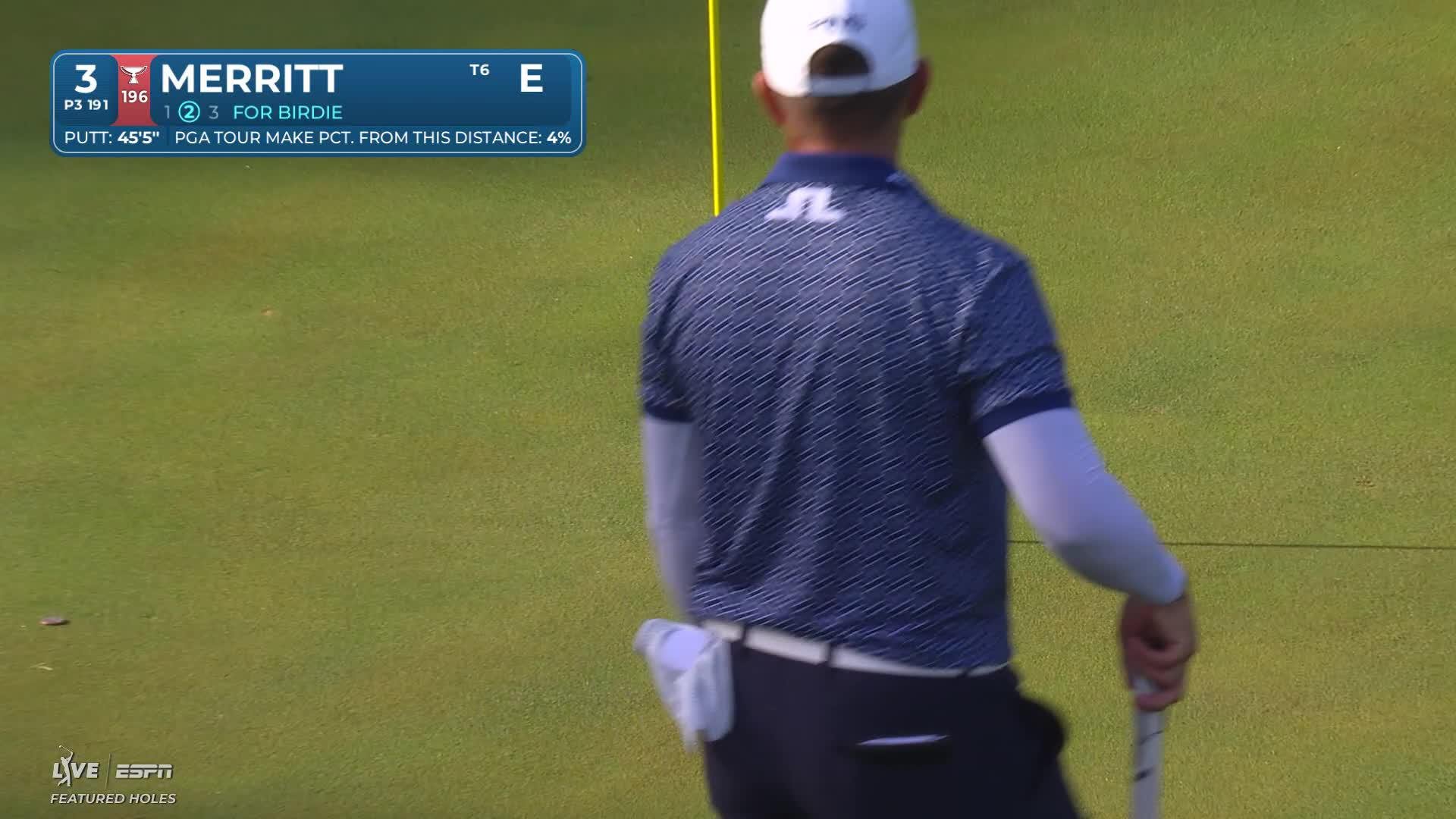 Troy Merritt sinks 45-foot birdie putt on No. 3 at John Deere