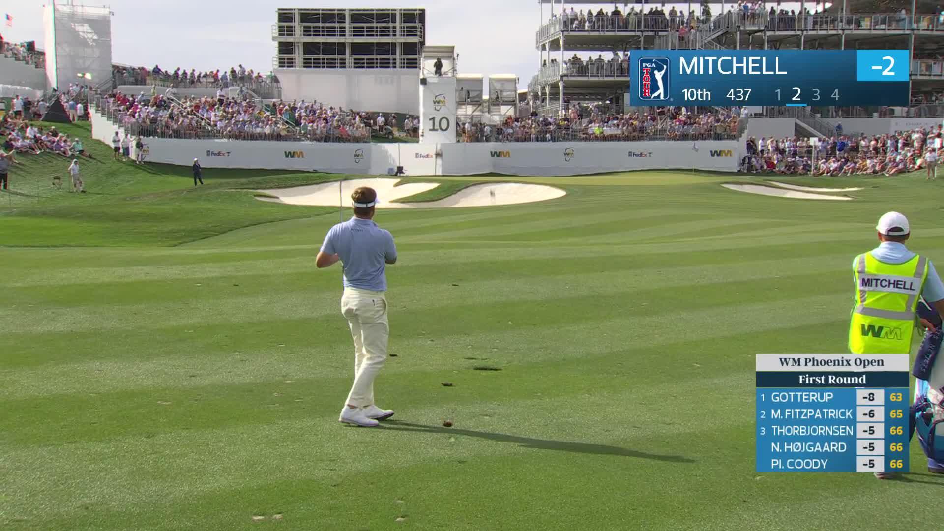 Keith Mitchell hits 103-yard approach to 5 feet, sets up birdie on No. 10 at WM Phoenix Open