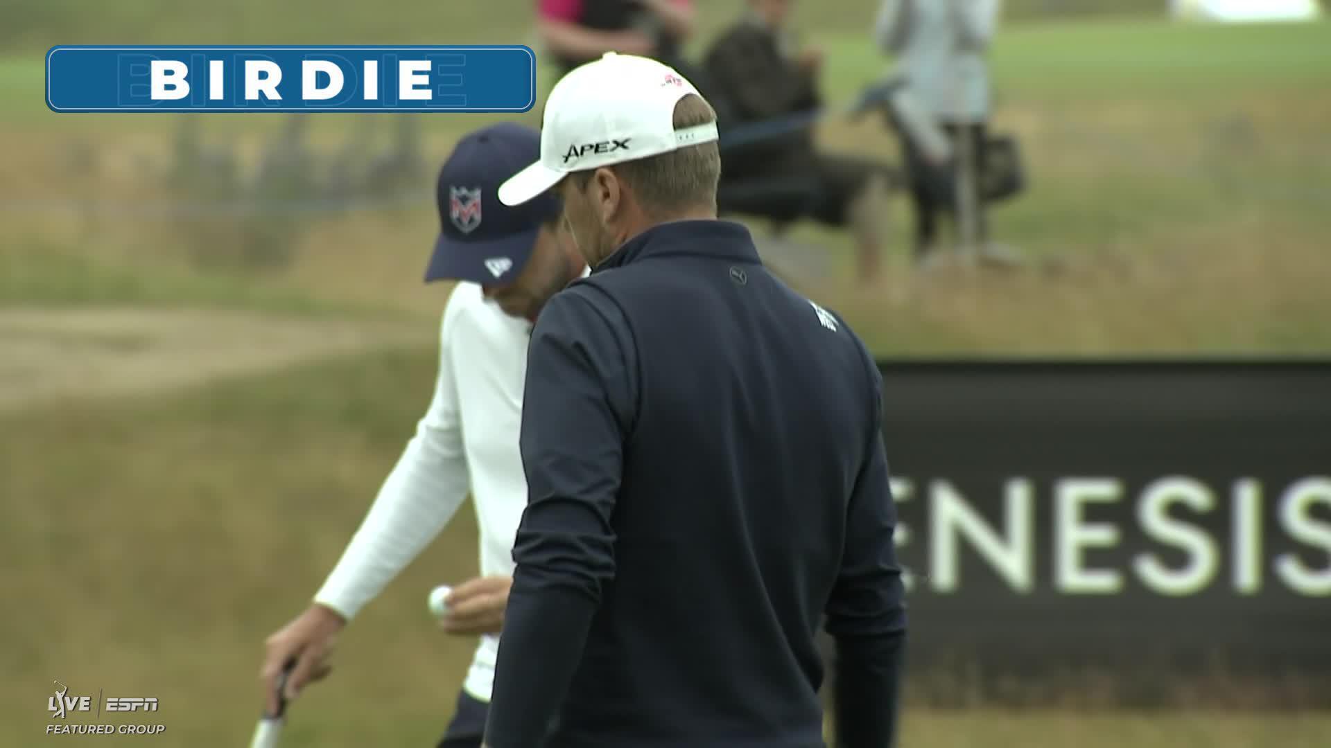 Mikael Lindberg sinks 22-foot birdie putt on No. 17 at Genesis Scottish Open