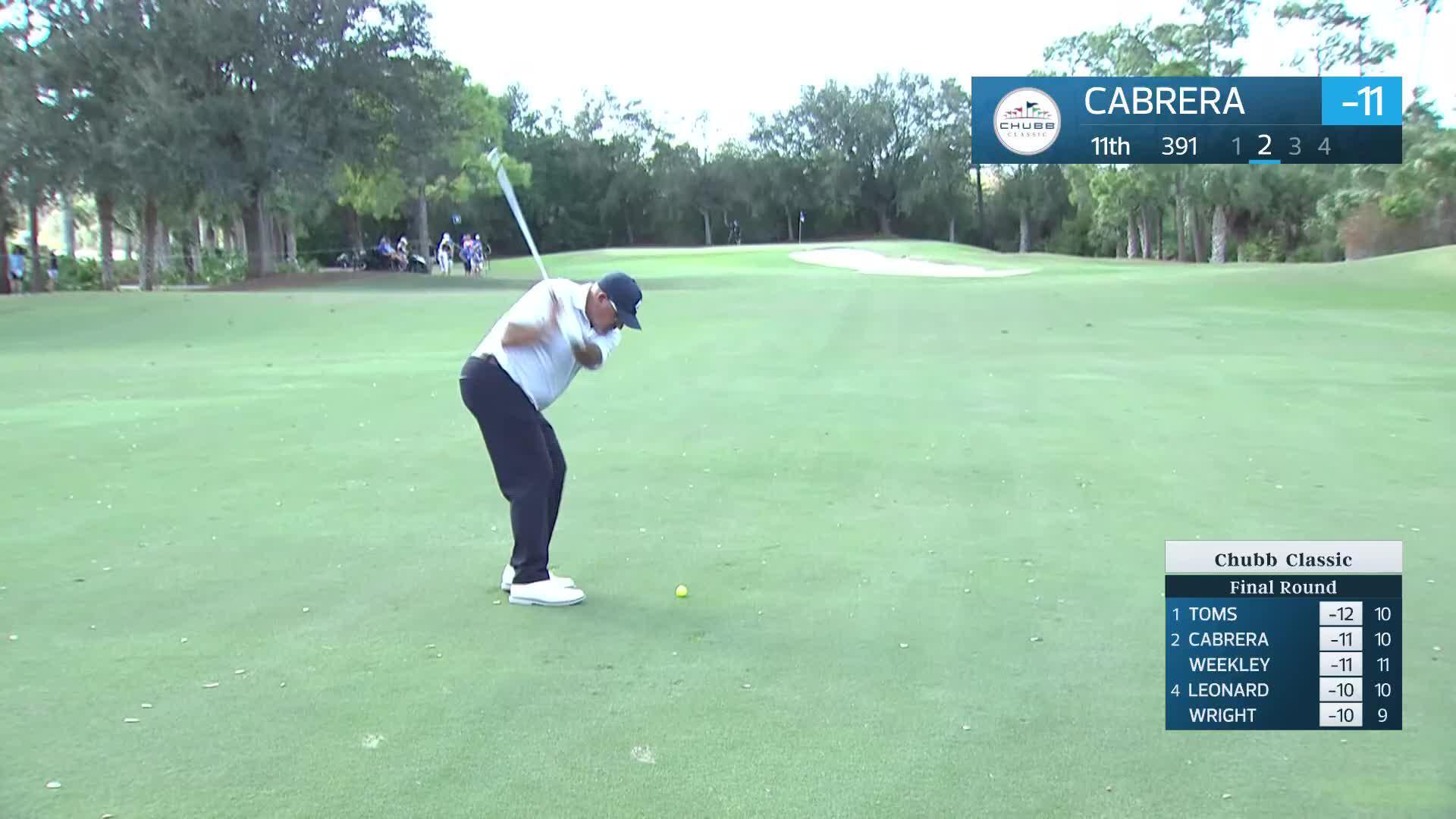 Ángel Cabrera makes birdie on No. 11 at Chubb Classic