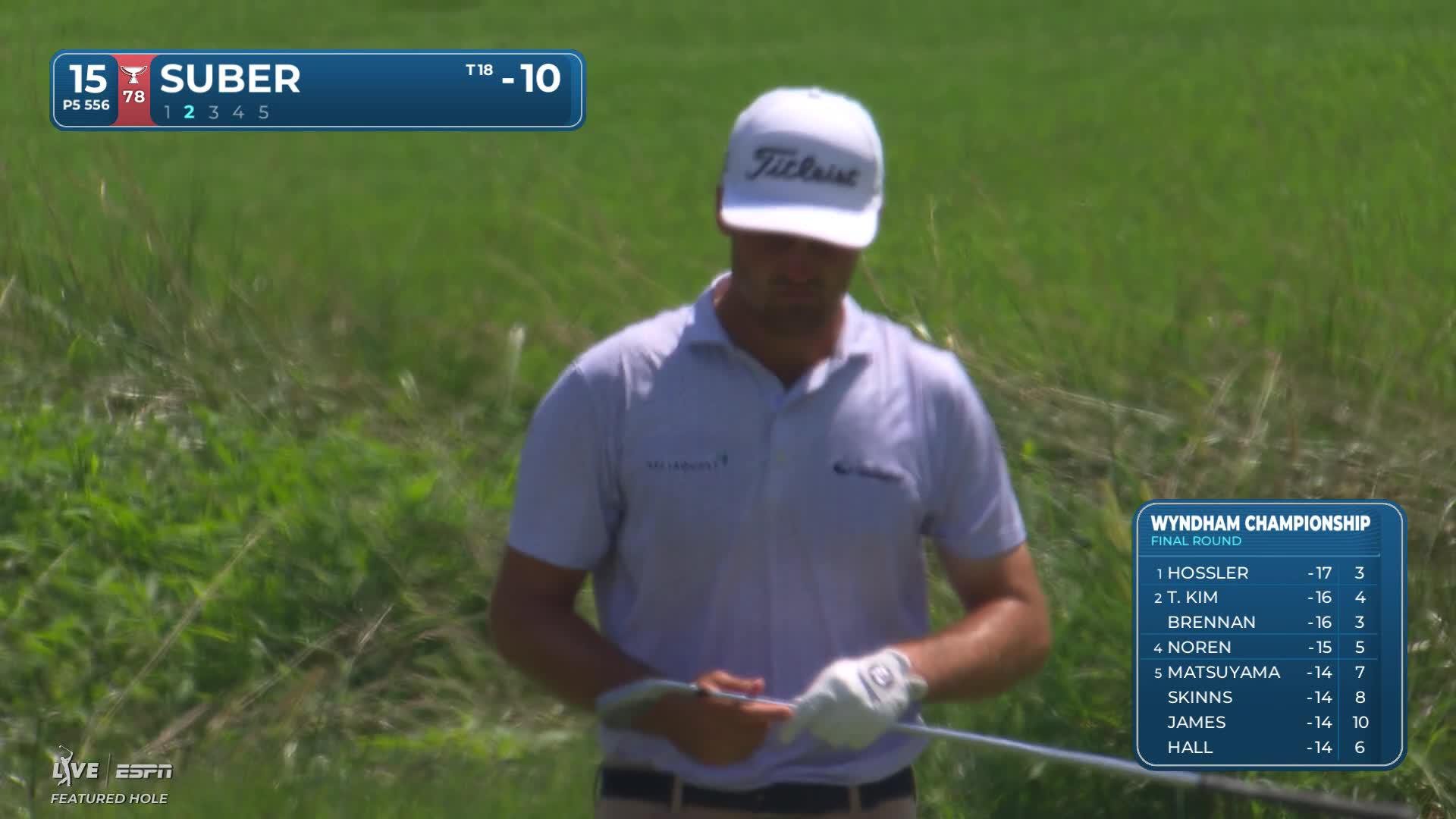 Jackson Suber taps in from 1 foot for birdie on No. 15 at Wyndham